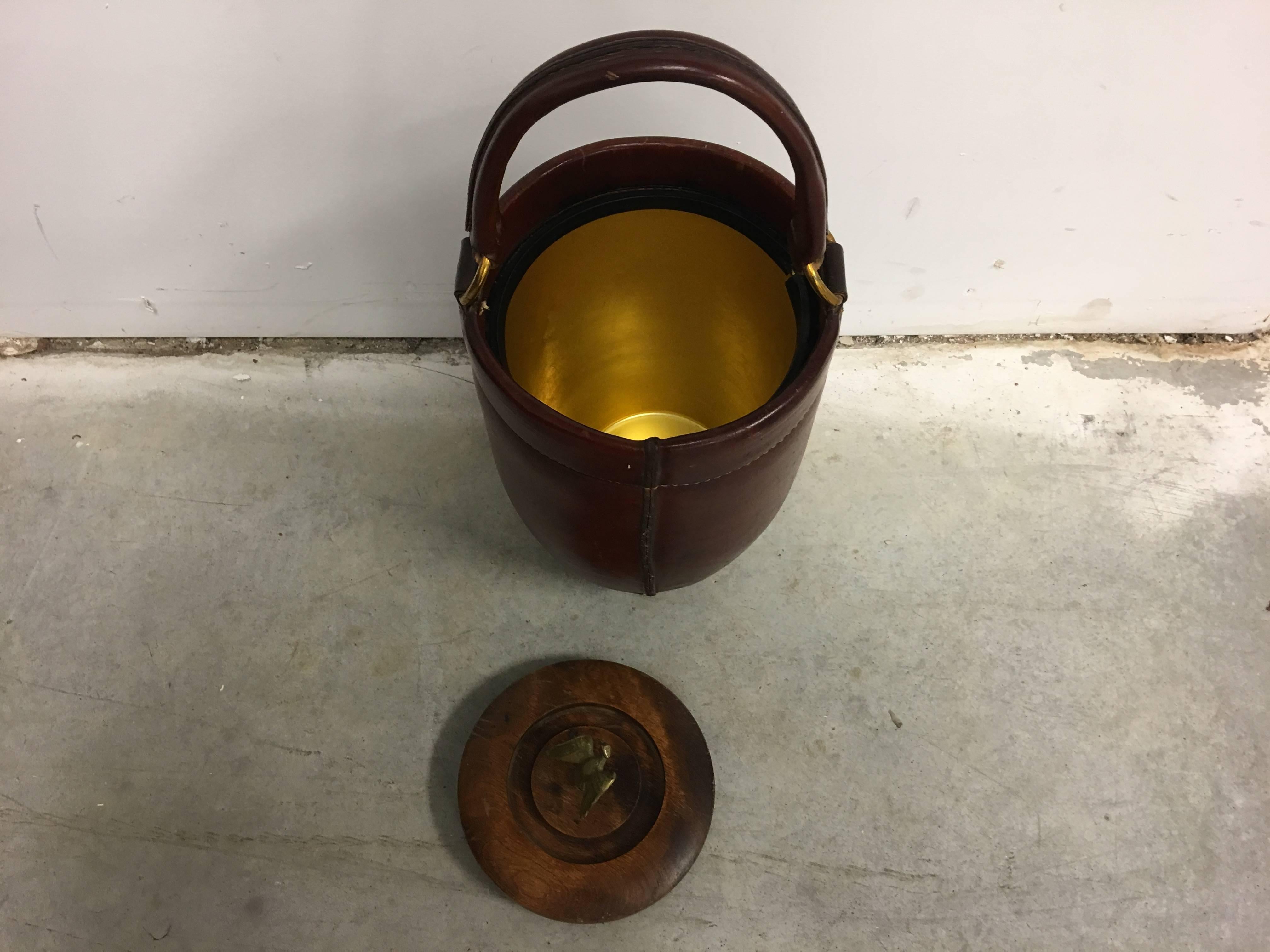 20th Century 1950s Leather Papeete Fire Ice bucket For Sale