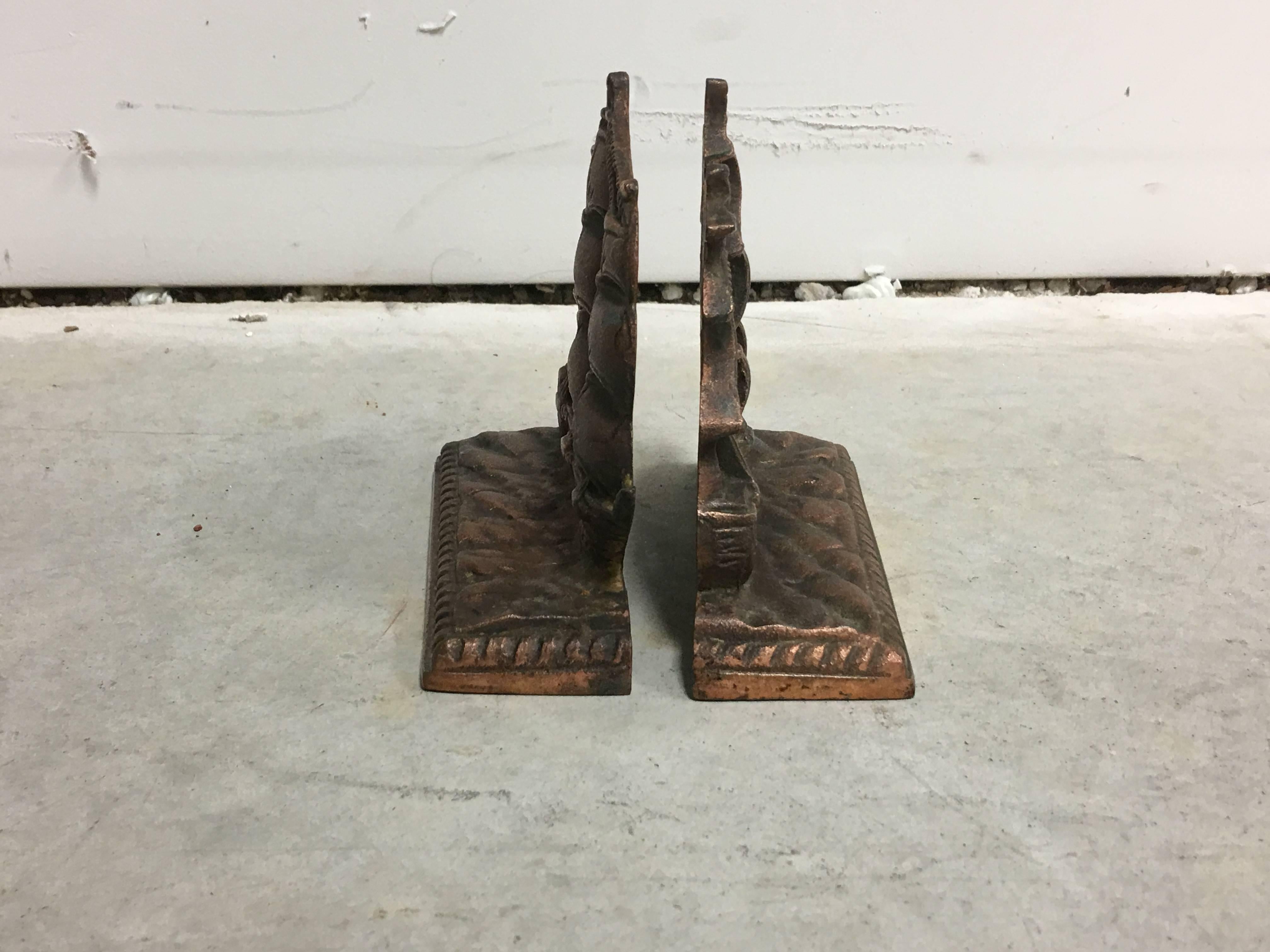 19th Century Bronze Ship Bookends, Pair For Sale 1