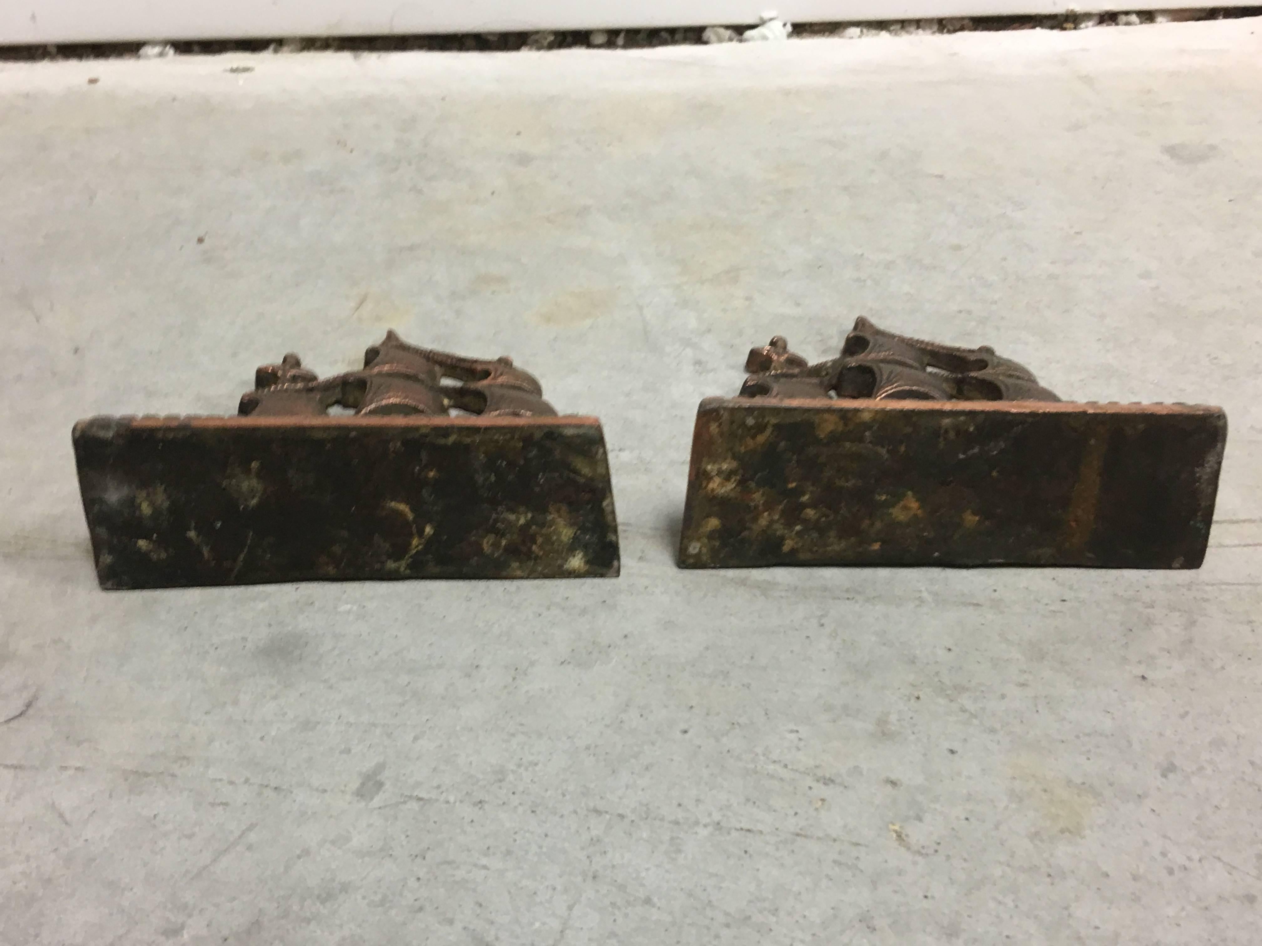 19th Century Bronze Ship Bookends, Pair For Sale 4