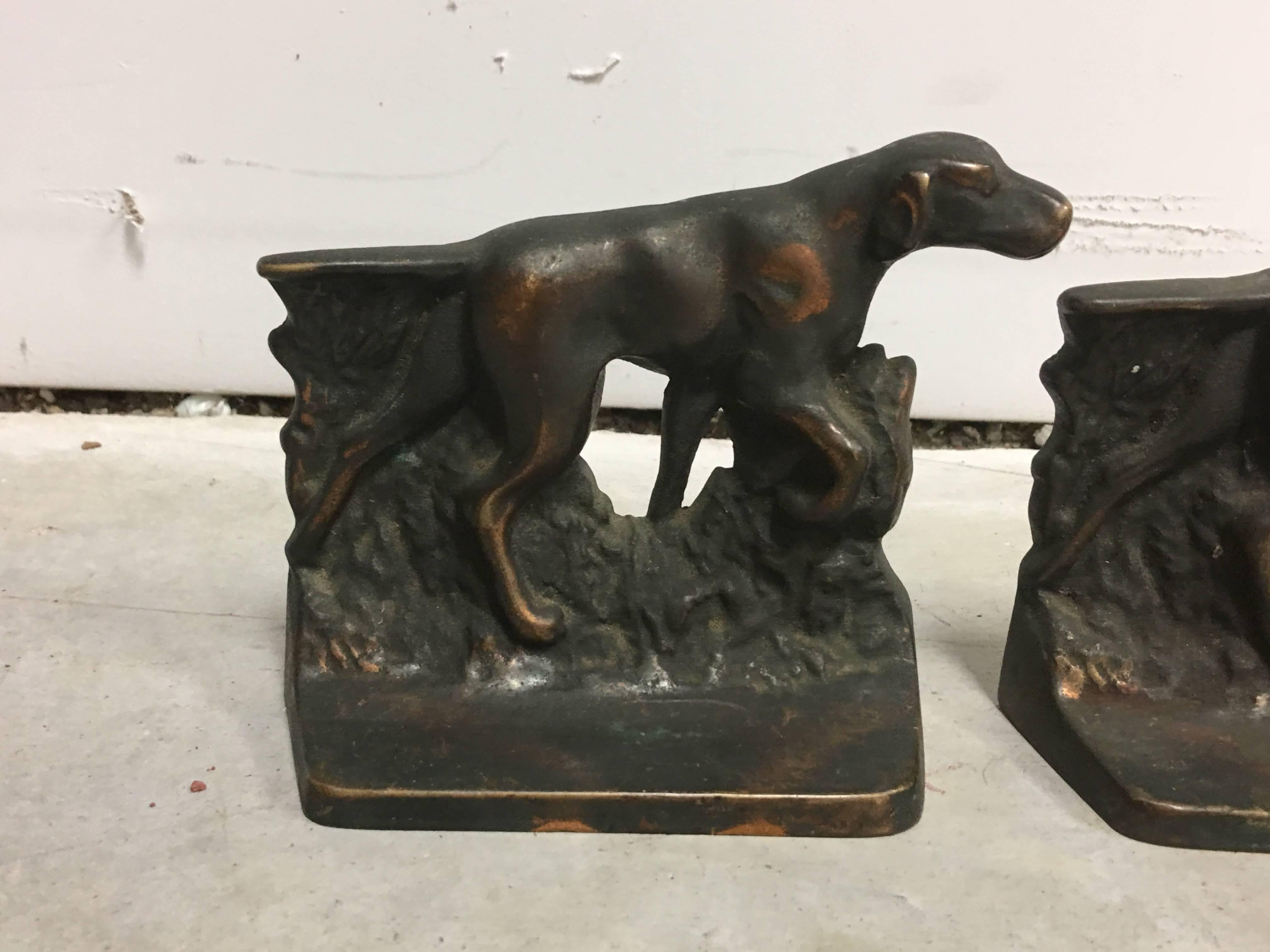 Offered is a pair of gorgeous, 19th century French hunting dog bookend statues.