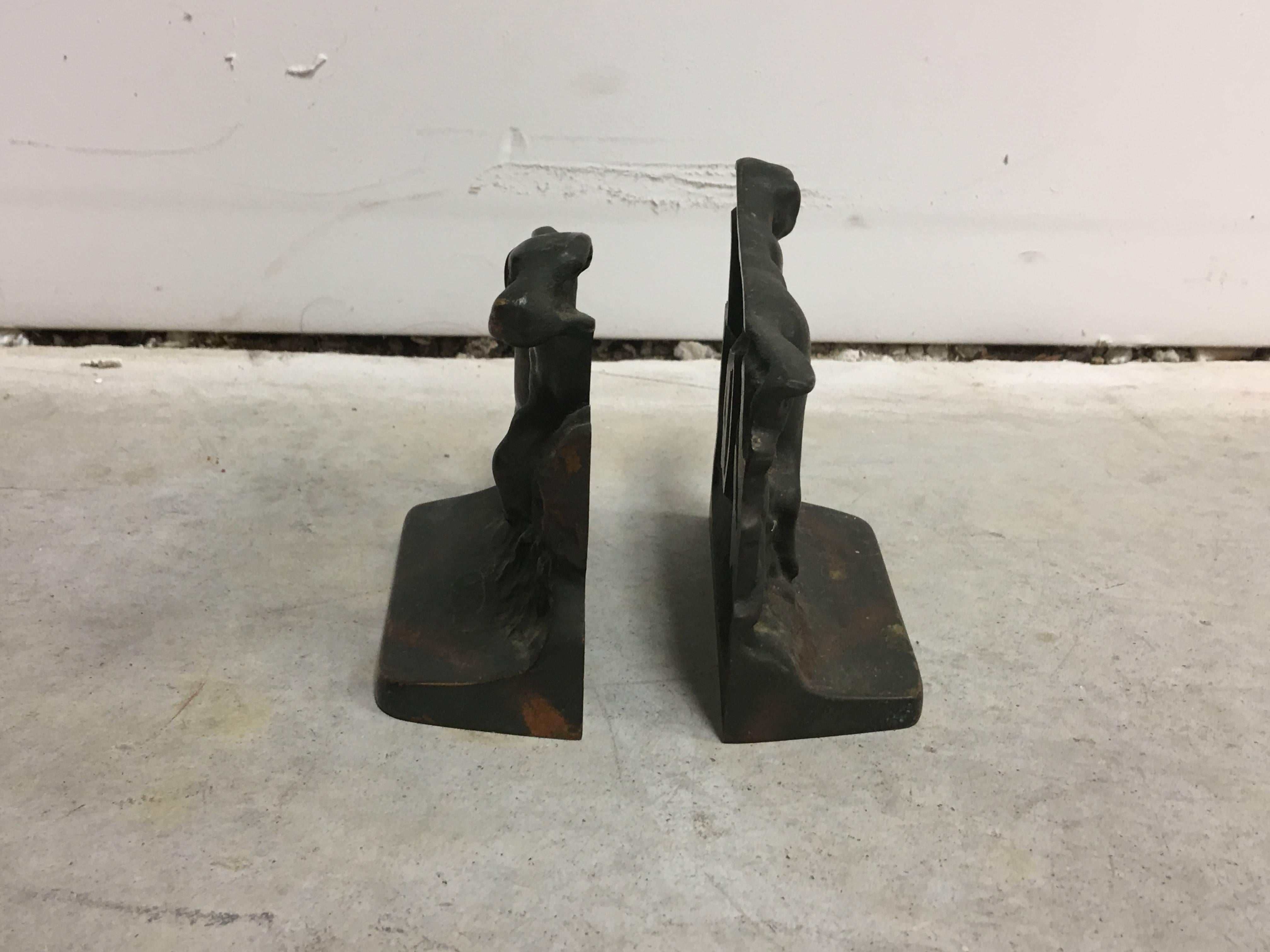 19th Century French Hunting Dog Bronze Bookends, Pair For Sale 1