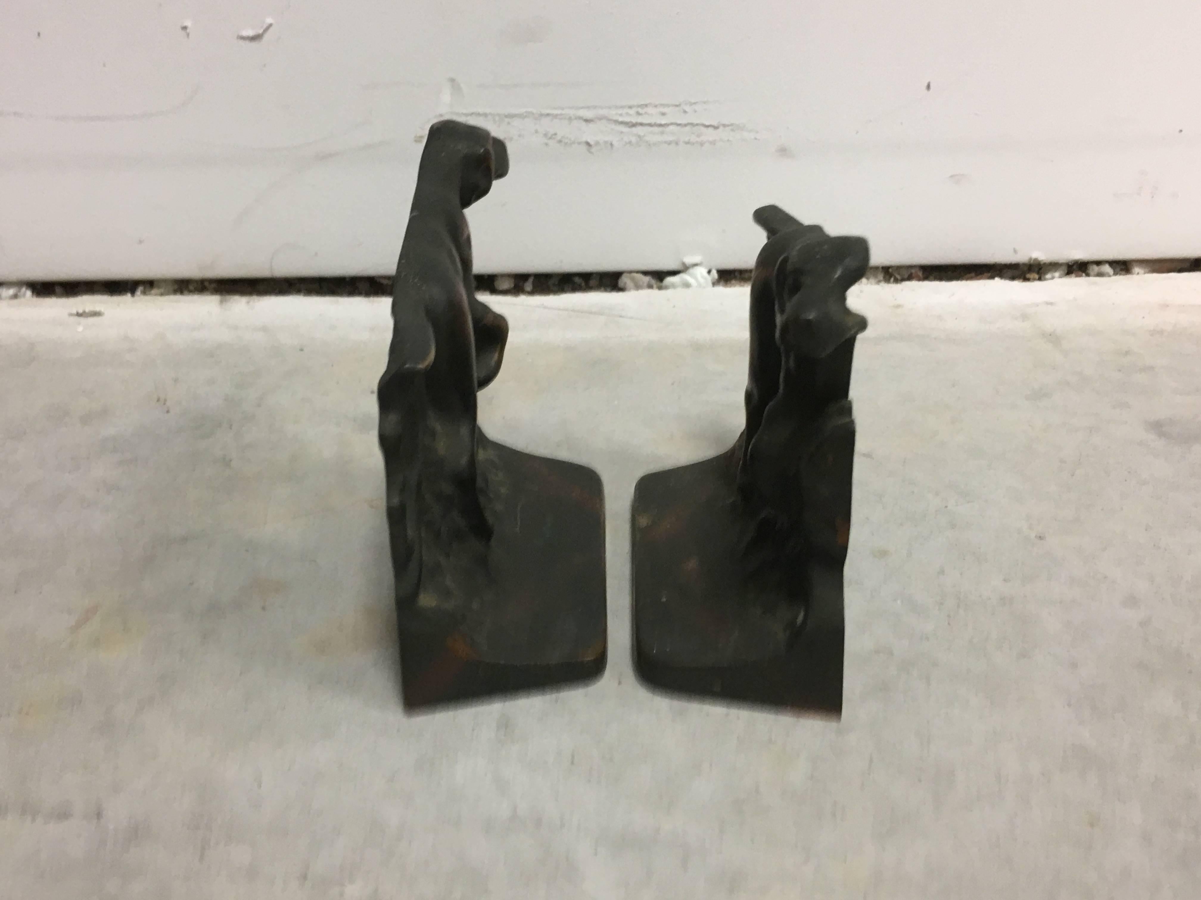 19th Century French Hunting Dog Bronze Bookends, Pair For Sale 3