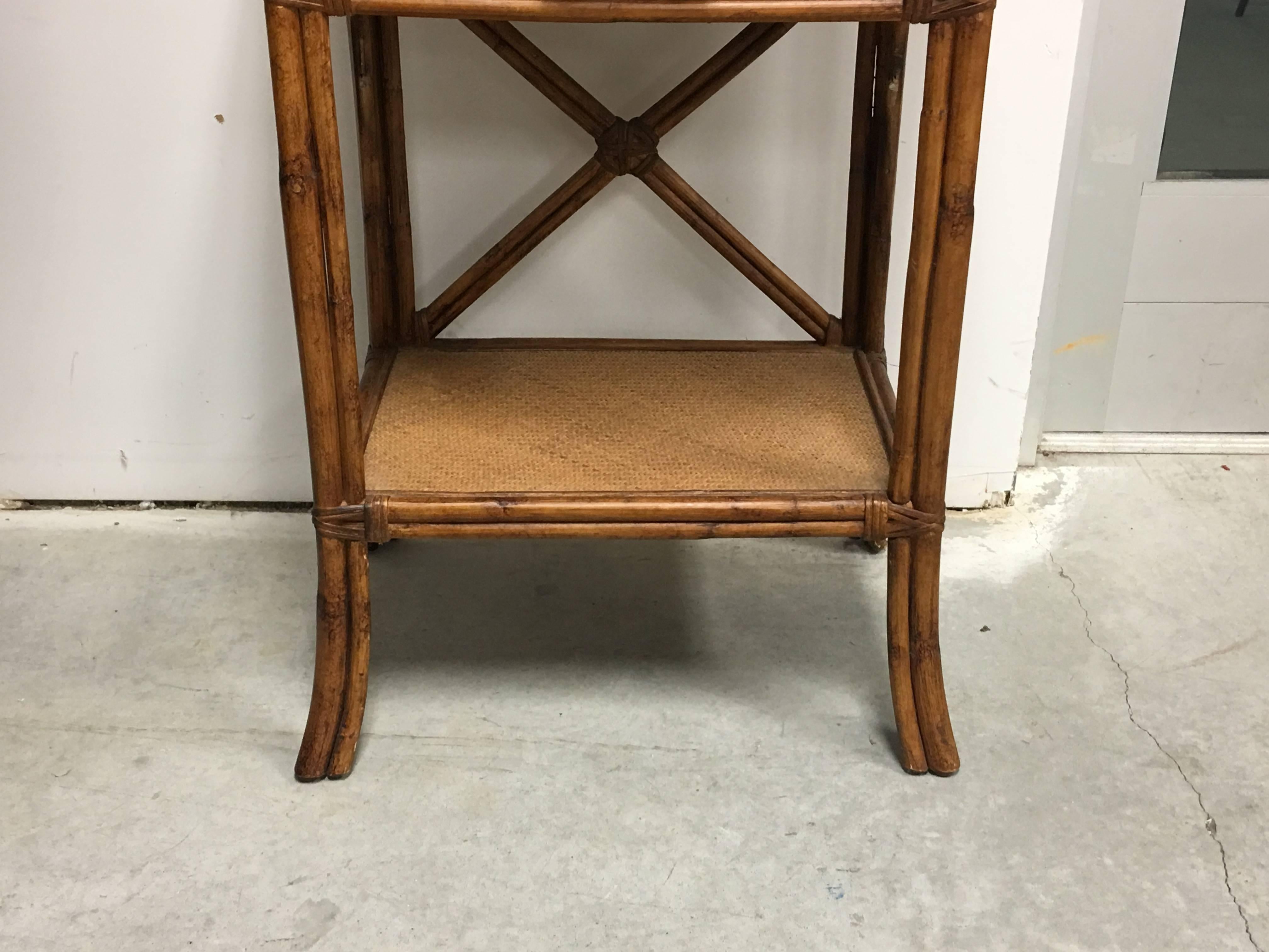 Art Deco 1920s Bamboo and Rattan Side Table