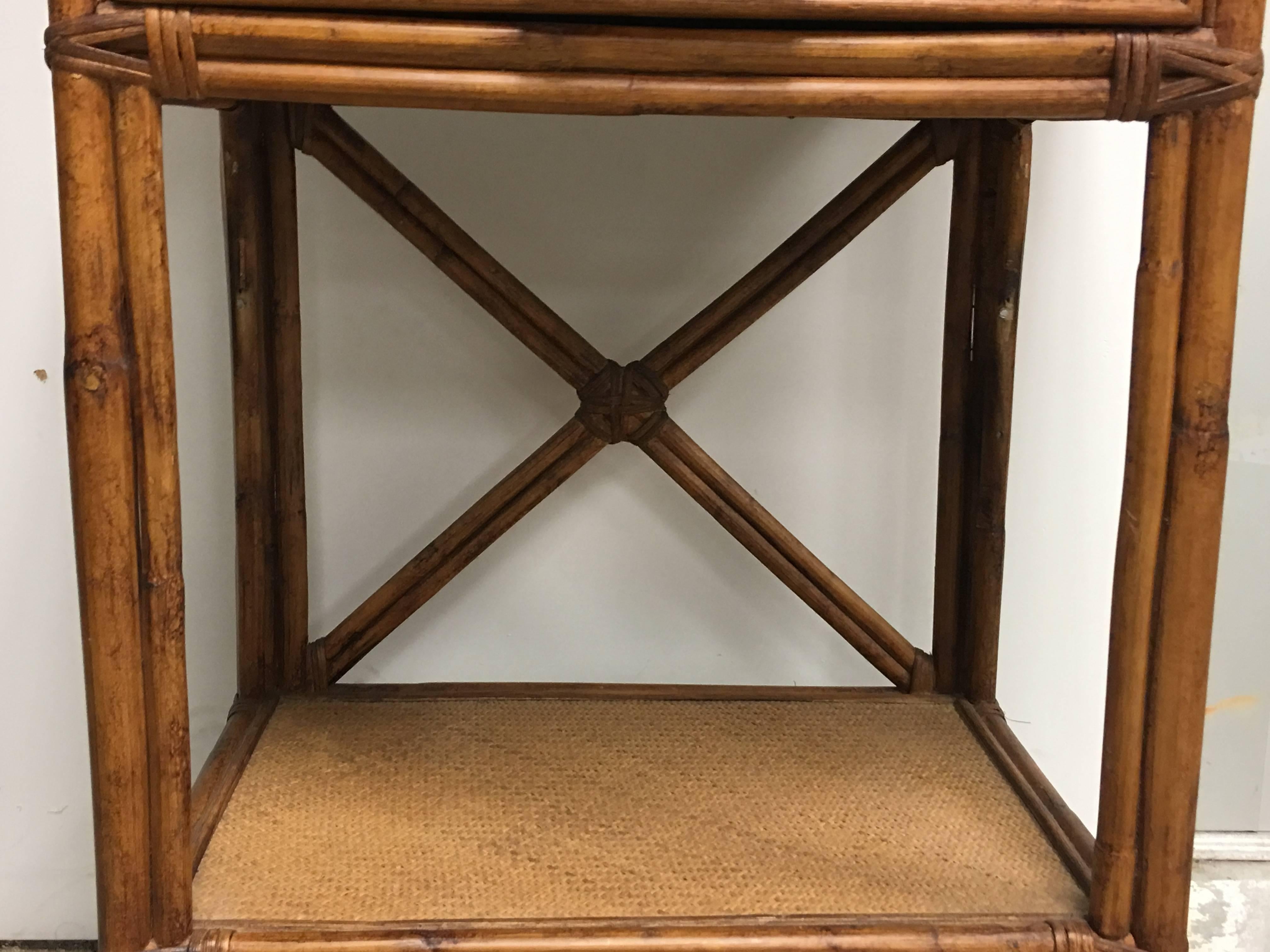 1920s Bamboo and Rattan Side Table In Good Condition In Richmond, VA