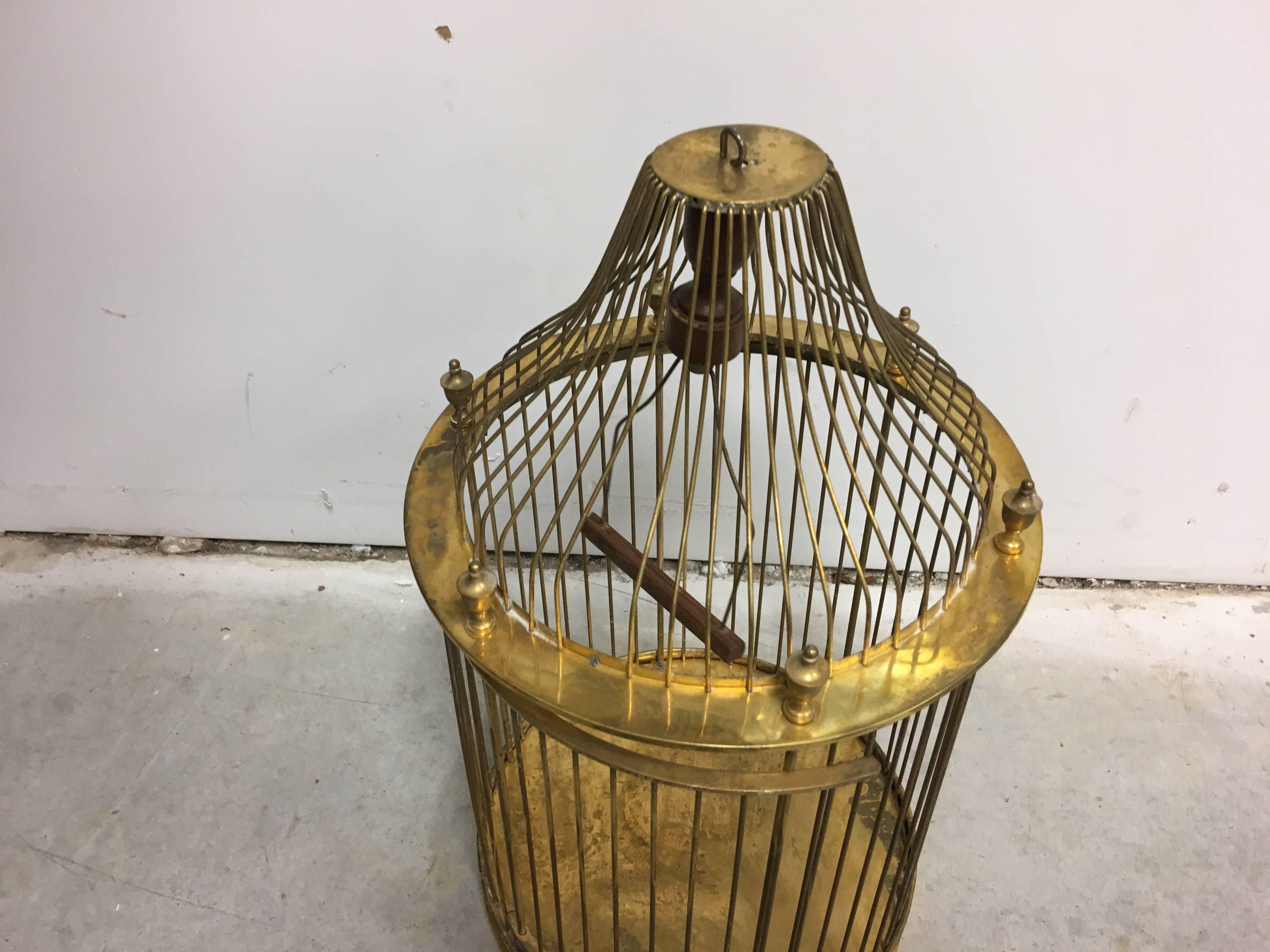 Mid-Century Modern 1960s Brass Birdcage with Decorative Finials
