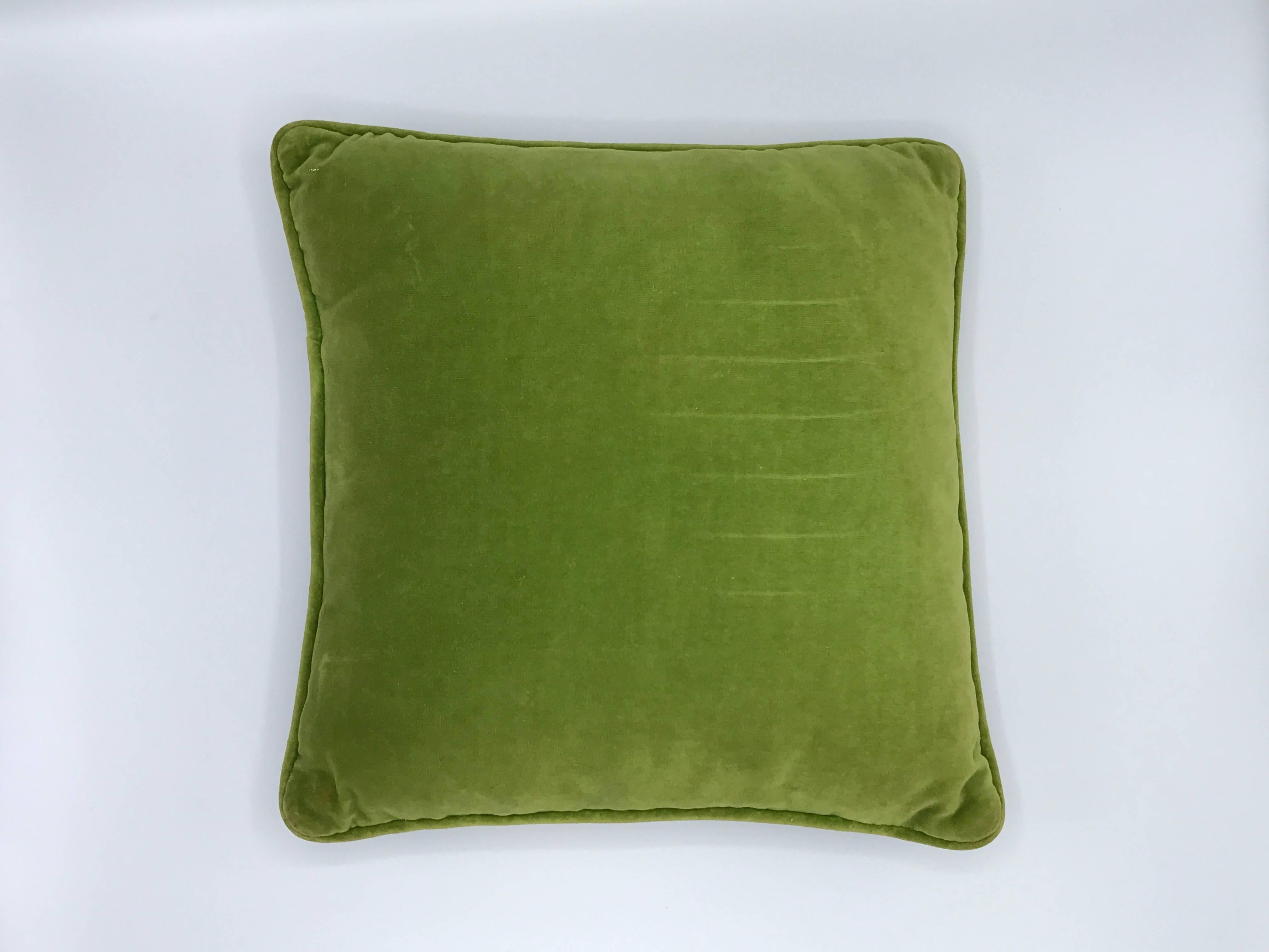 20th Century 1960s Bamboo and Sweet Pea Needlepoint Pillow with Velvet Backing
