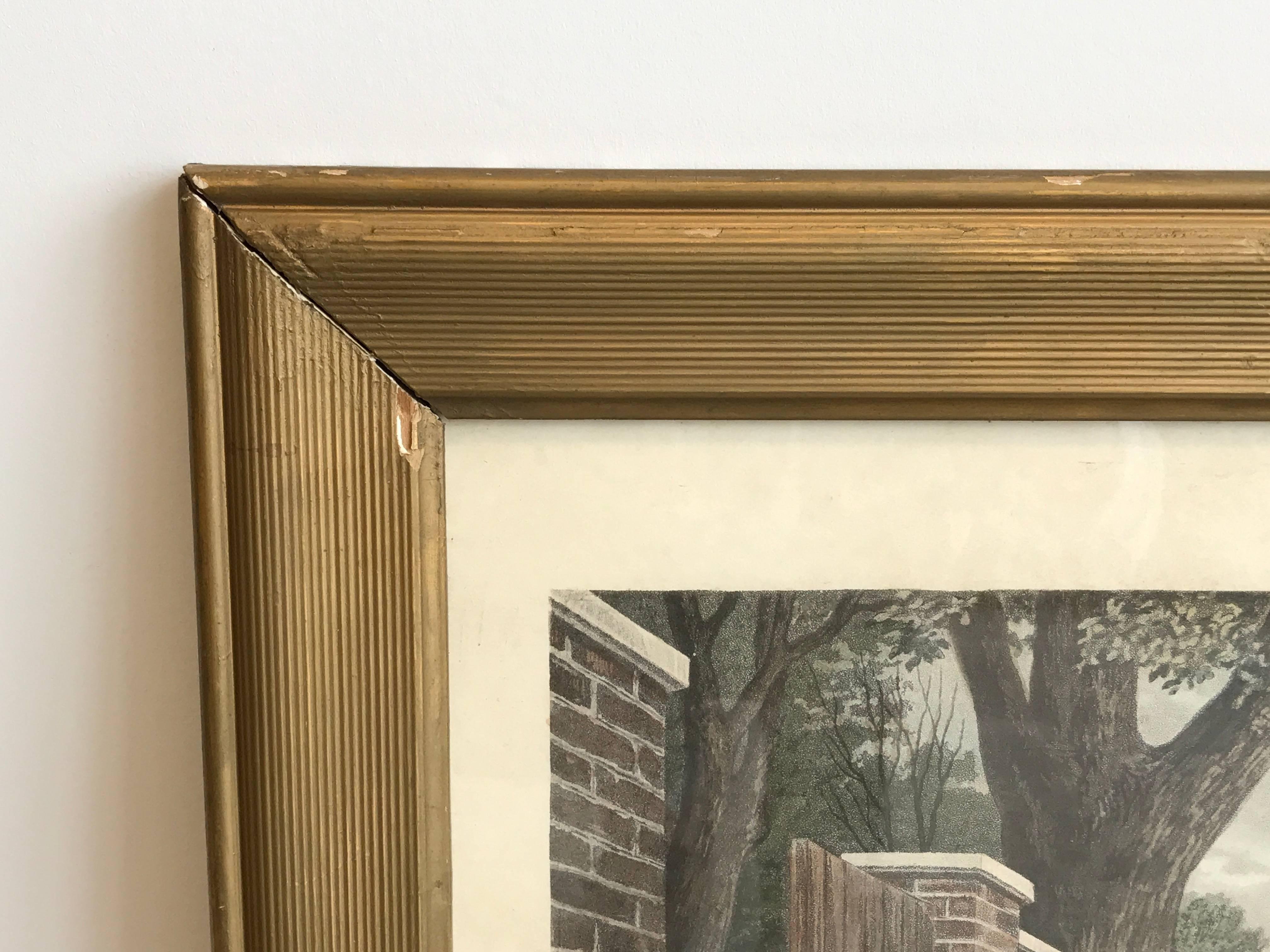 Gilt 19th Century Equestrian Fox Hunt Engraving, Framed