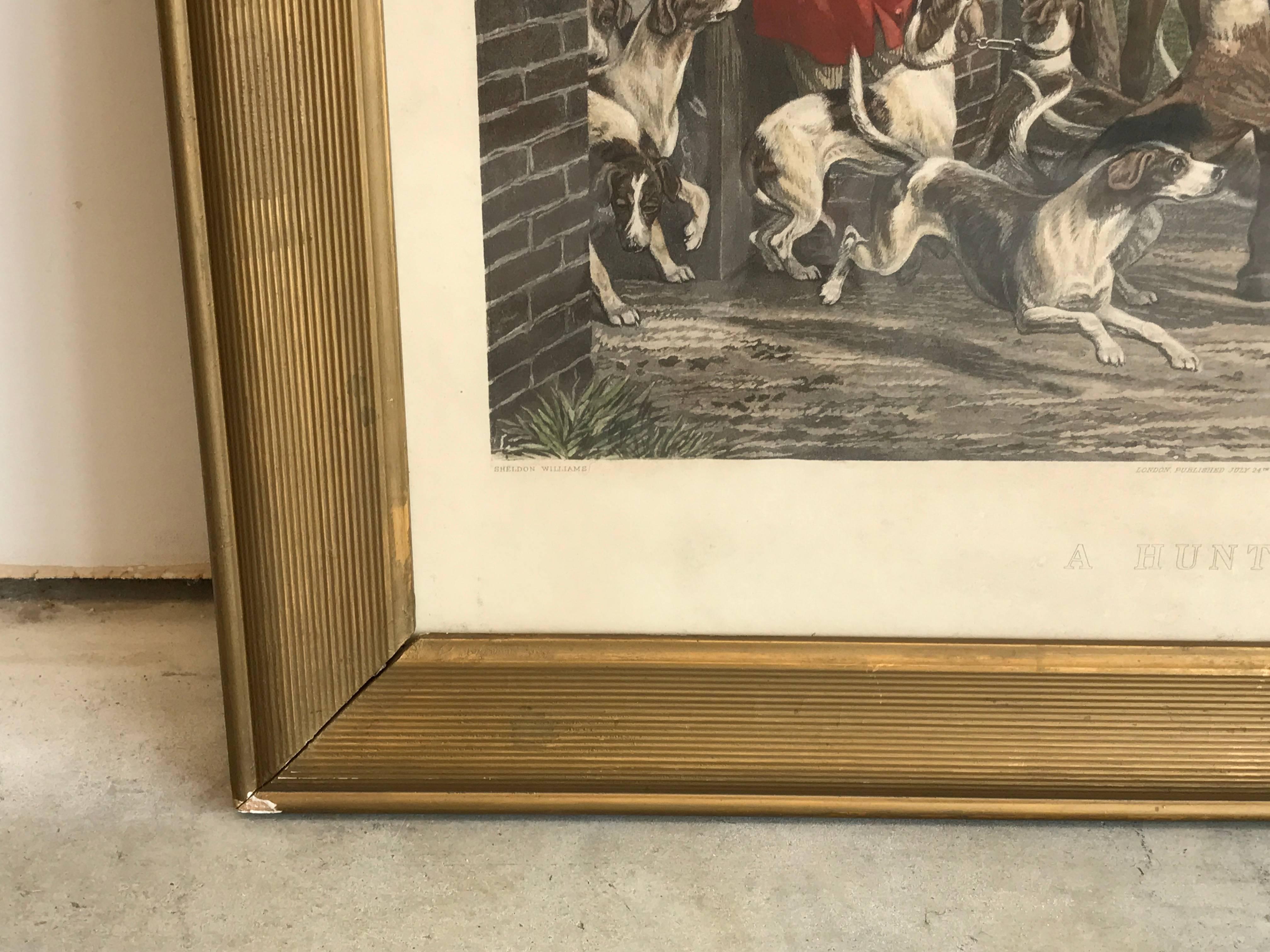 19th Century Equestrian Fox Hunt Engraving, Framed In Excellent Condition In Richmond, VA