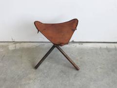 1940s Leather Tripod Folding Hunting Stool