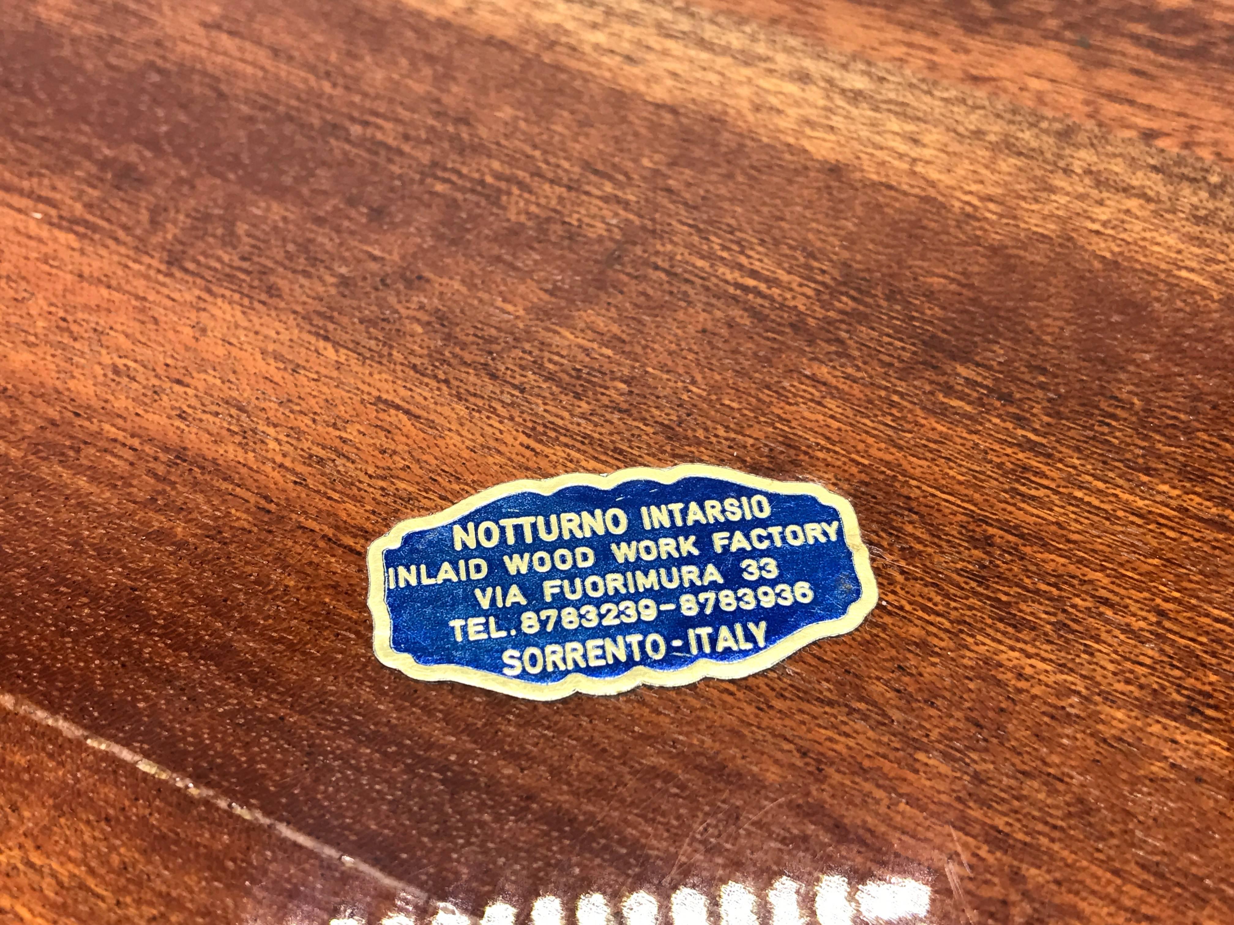 1940s Italian Inlay Lacquered Tray with Brass Handles In Excellent Condition In Richmond, VA
