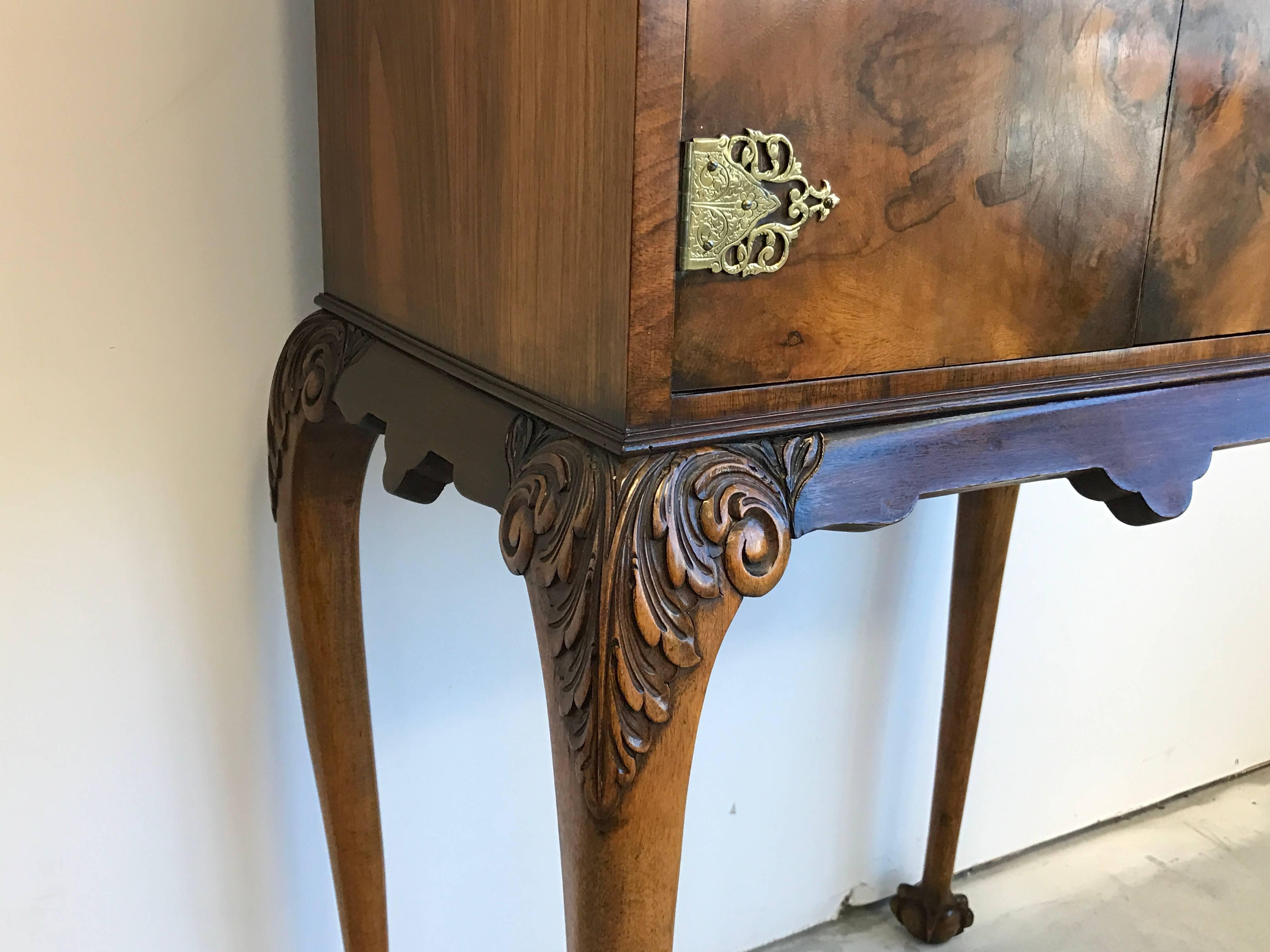 19th Century Maple Burl Wood Bar Cabinet 2