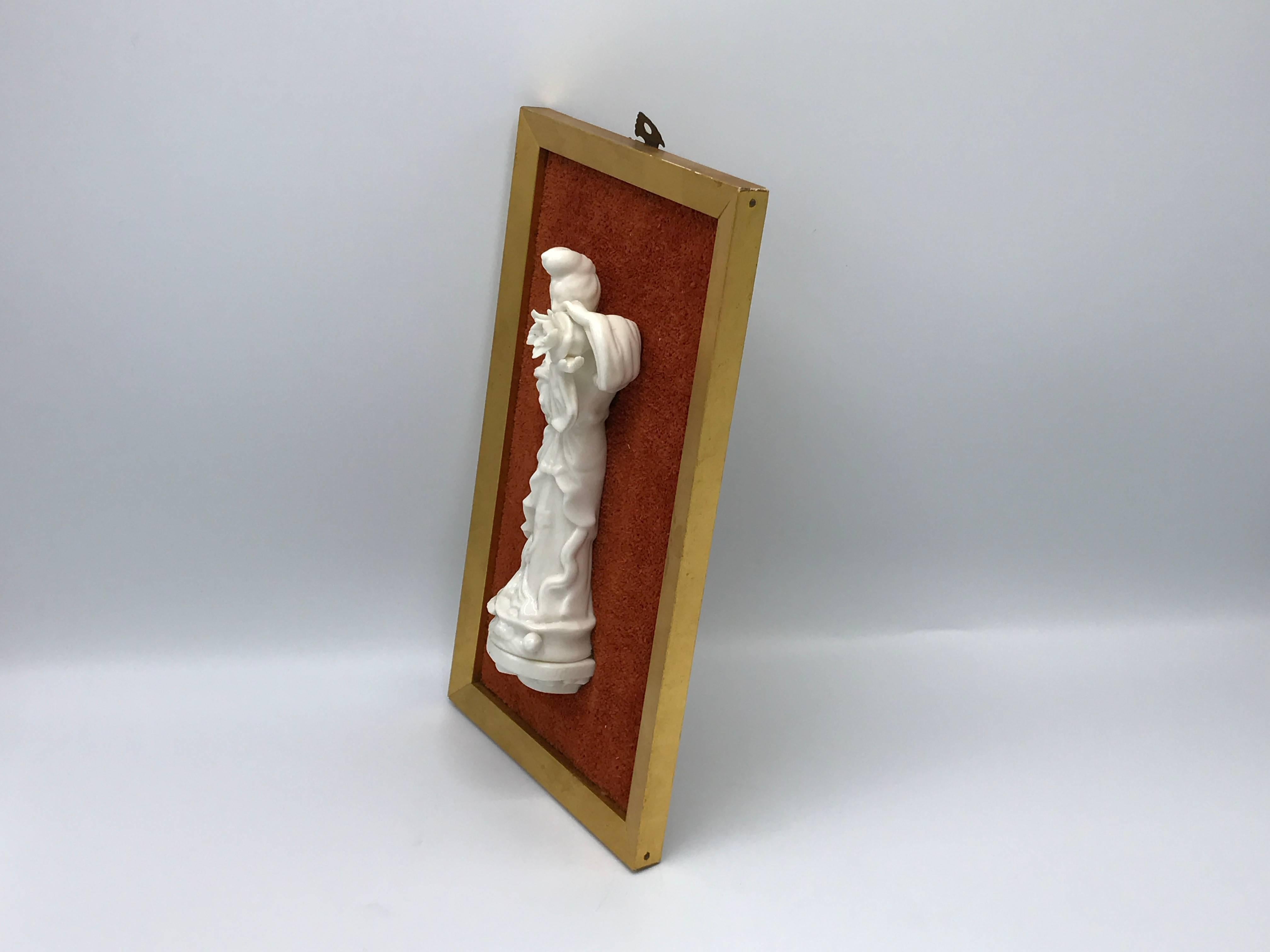 Japanese 1960s Blanc de Chine Geisha Framed Wall Plaque
