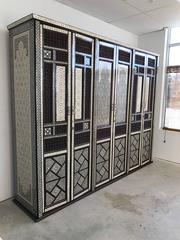 Middle Eastern Bone and Mother-of-Pearl Lacquered Inlay Armoire