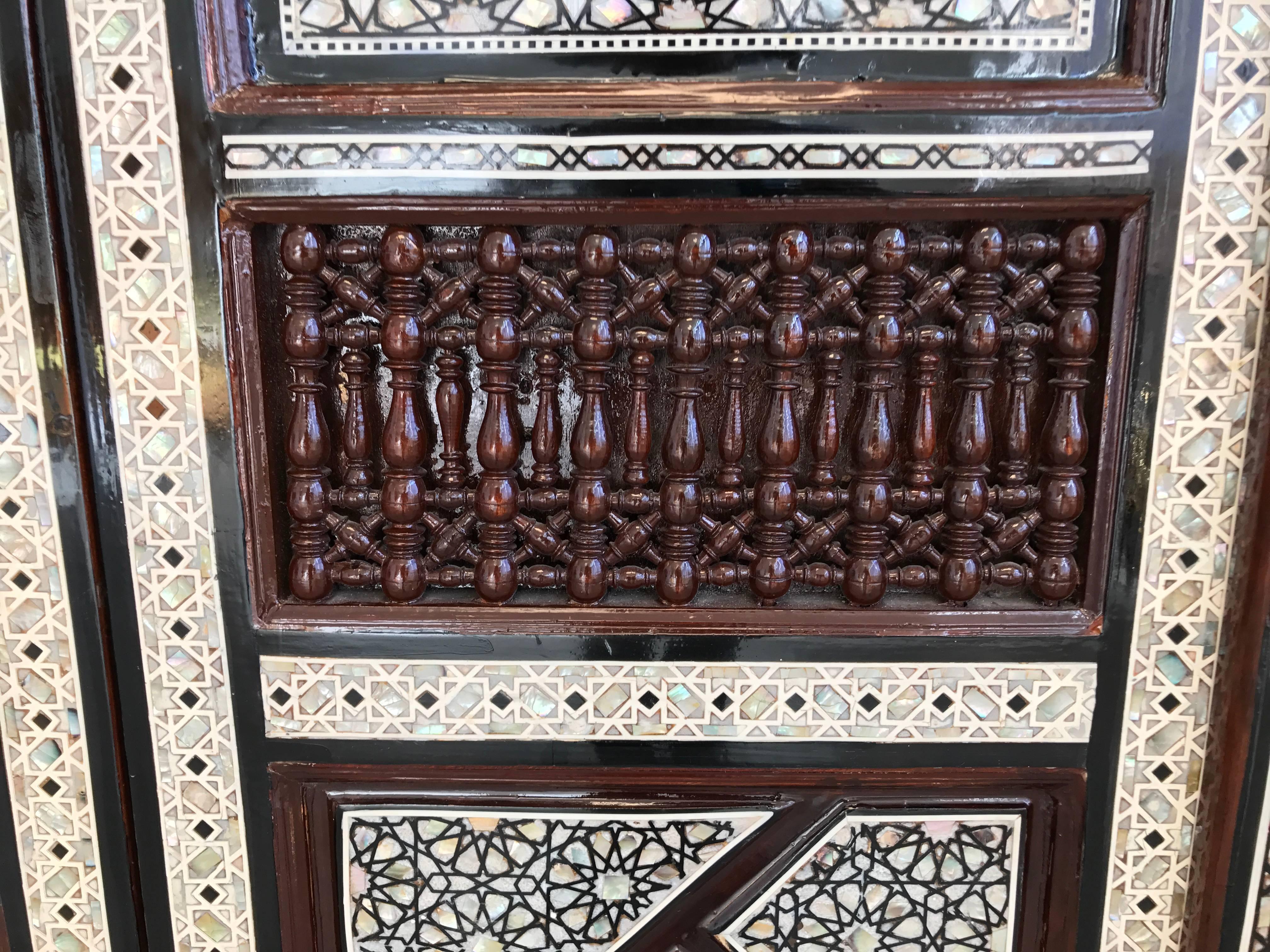 Middle Eastern Bone and Mother-of-Pearl Lacquered Inlay Armoire 2