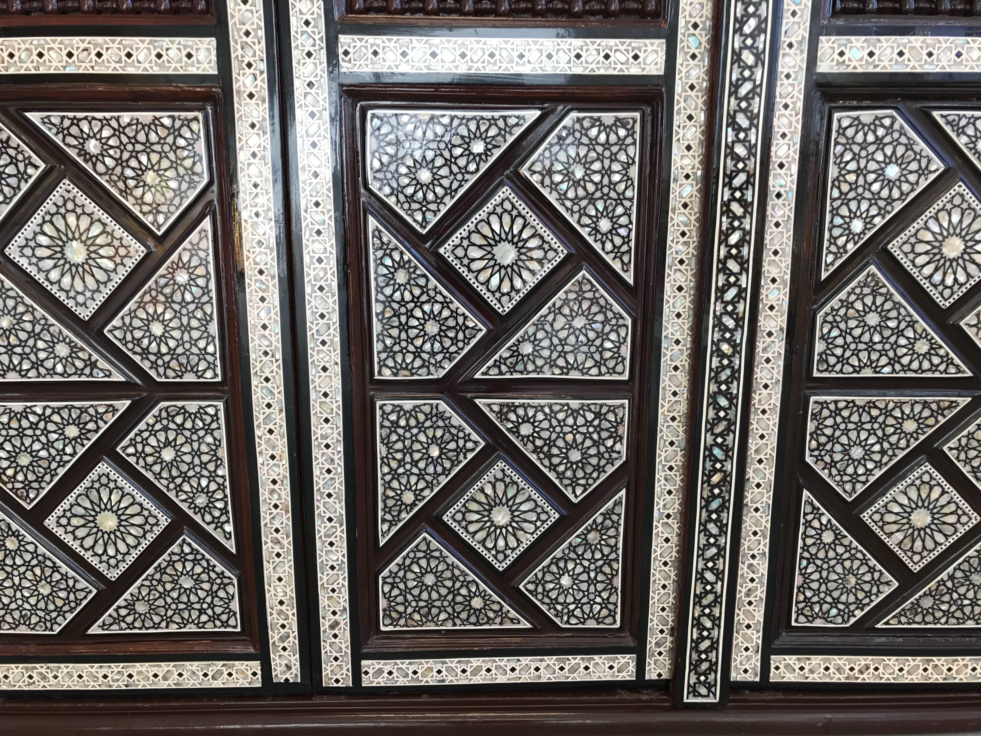 Middle Eastern Bone and Mother-of-Pearl Lacquered Inlay Armoire 1