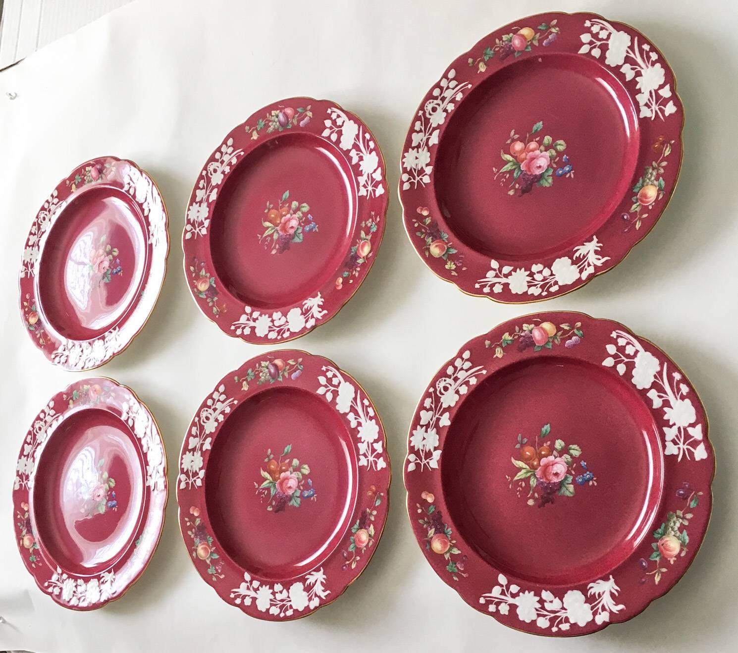 Hand-Painted 19th Century Copeland Spode for Tiffany & Co. Dessert Plates, Set of Six