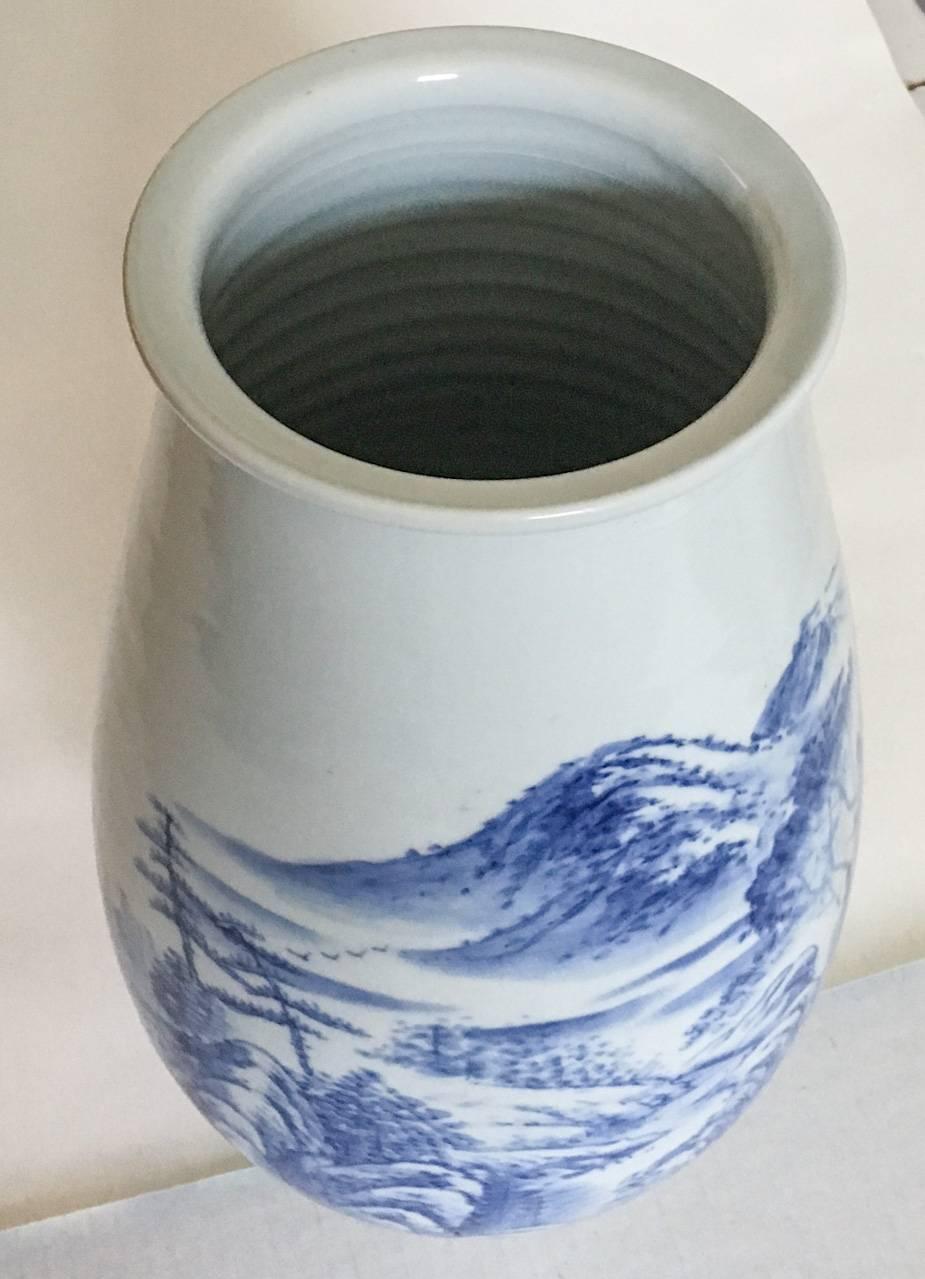 Ceramic Antique Mountain Scene Hand-Painted Chinese Vase