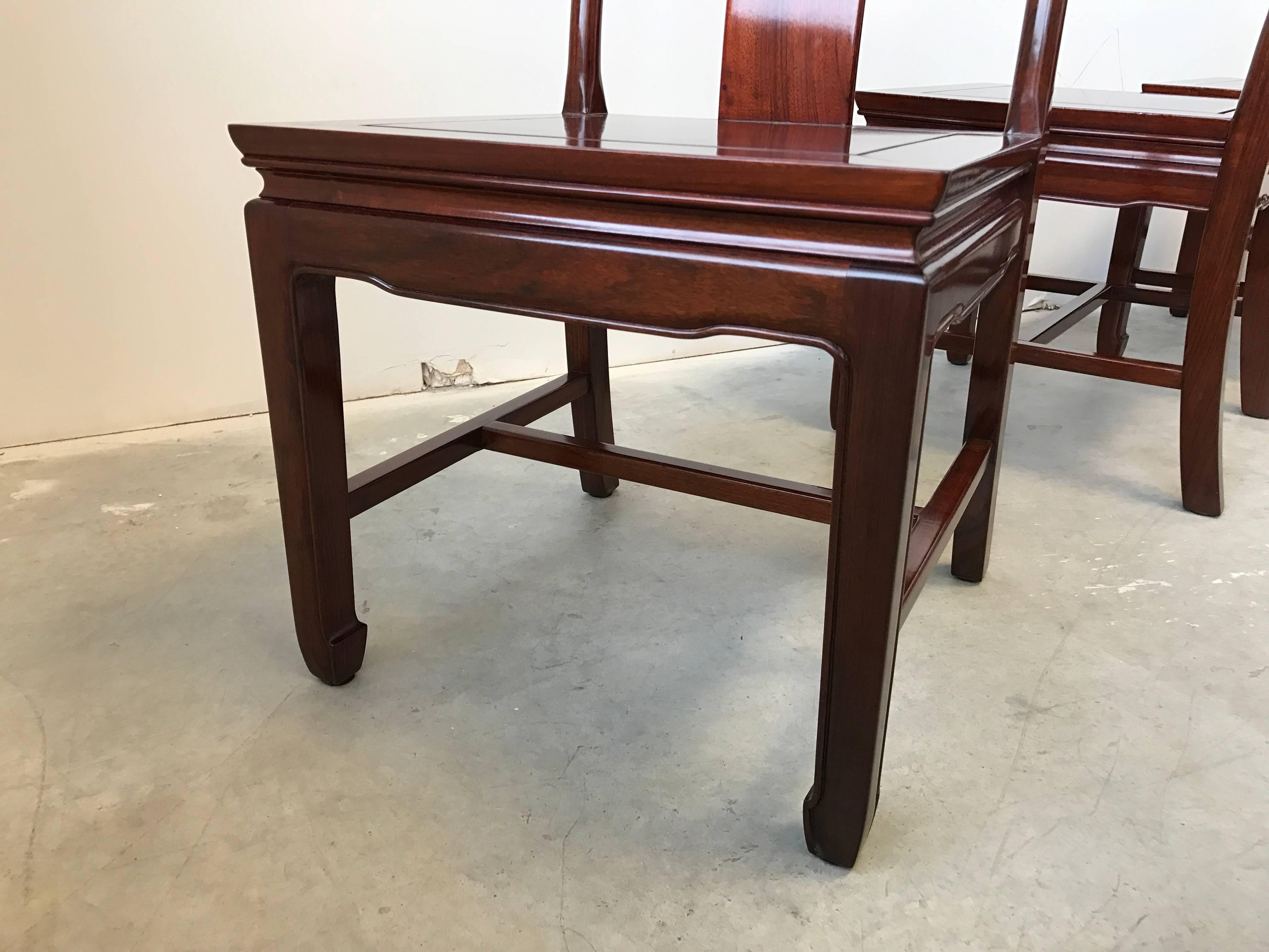 1960s Ming Style Rosewood Dining Chairs, Set of Six In Excellent Condition In Richmond, VA