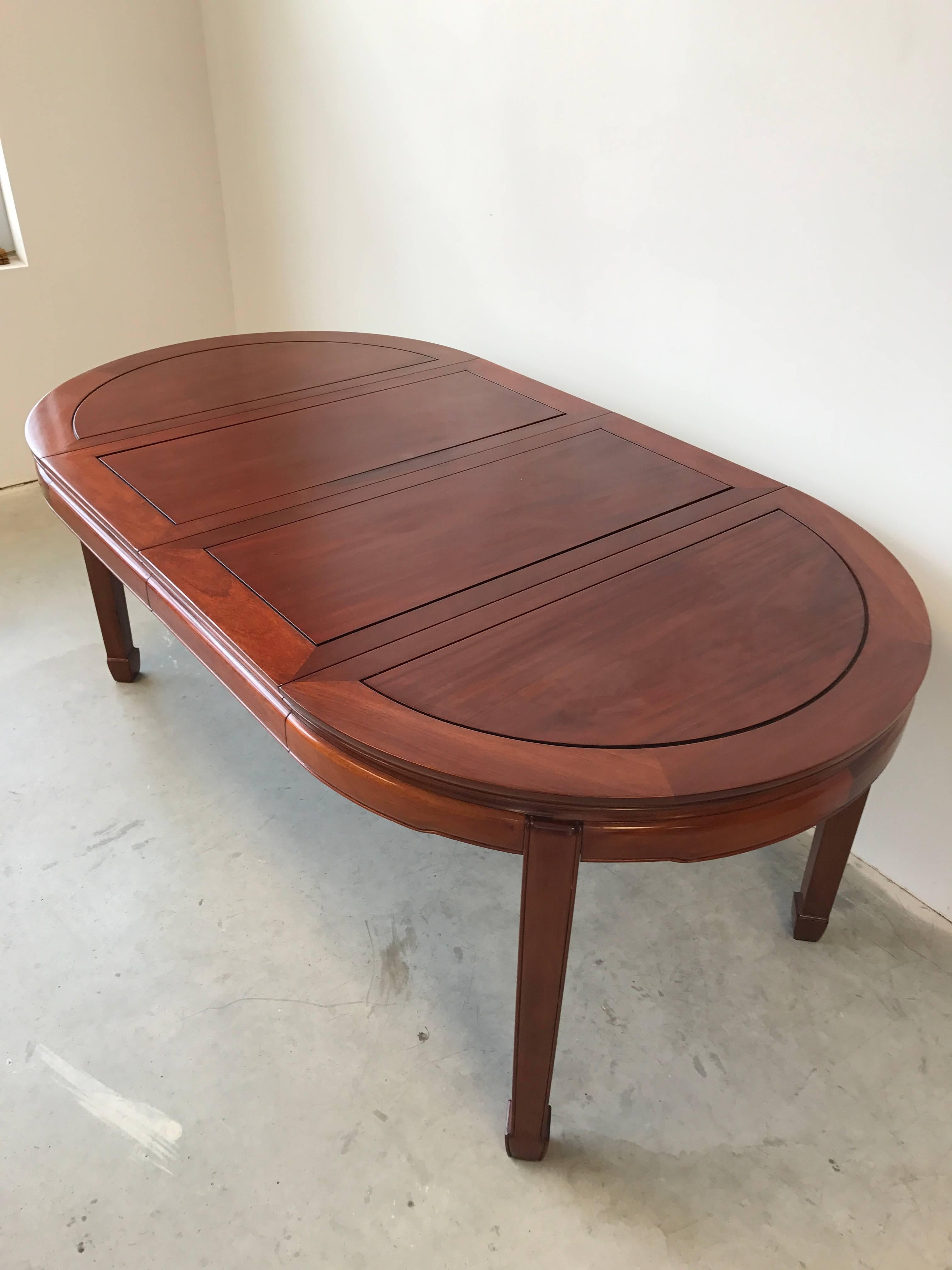 Chinoiserie 1960s Ming Style Rosewood Dining Table with Two Leaves For Sale