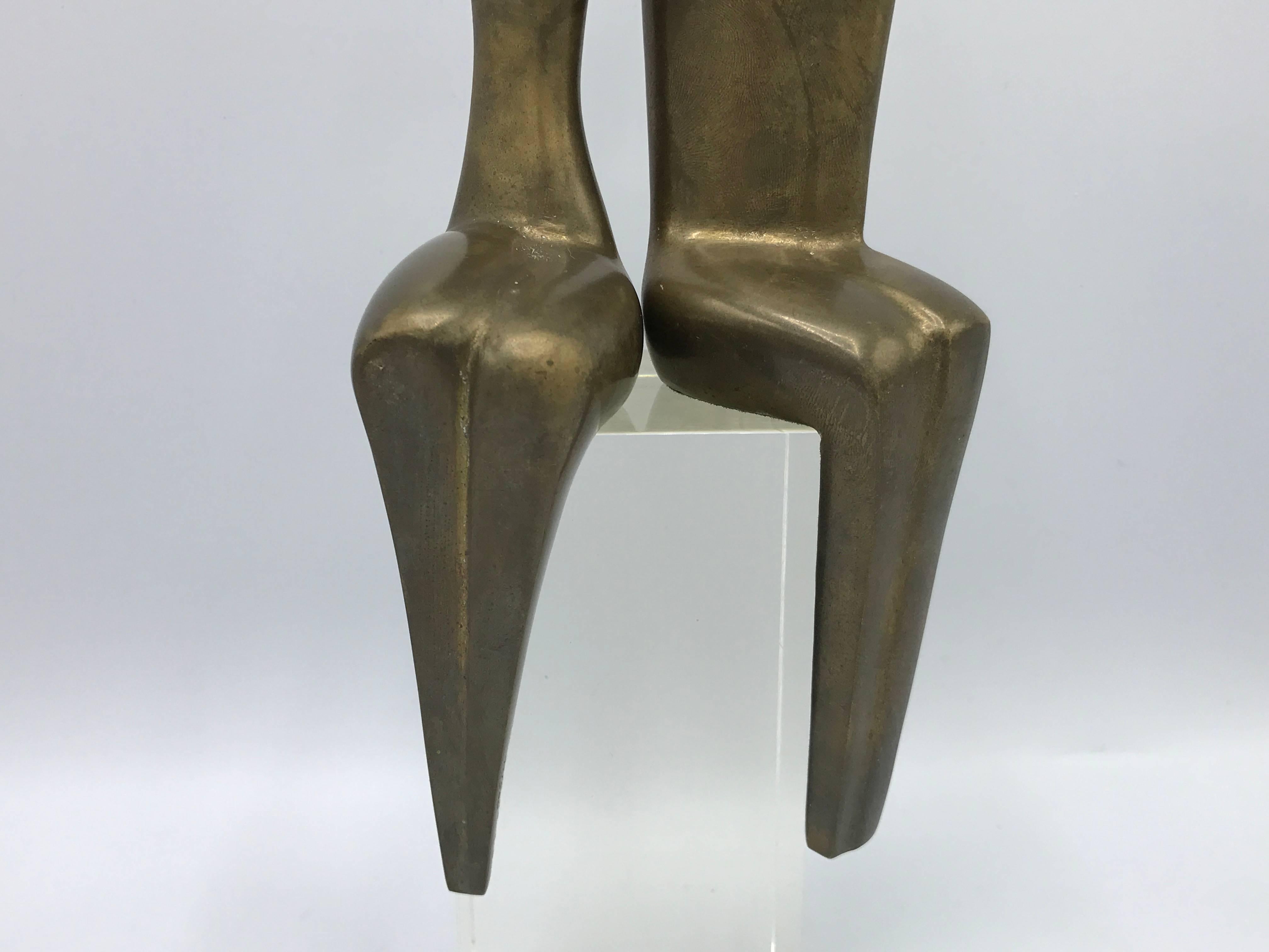 Israeli 1970s Itzik Benshalom Modernist Bronze Male and Female Sculptures 11/500, Pair