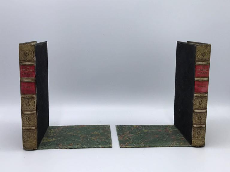 1940s Leather Book Bookends, Pair For Sale at 1stdibs