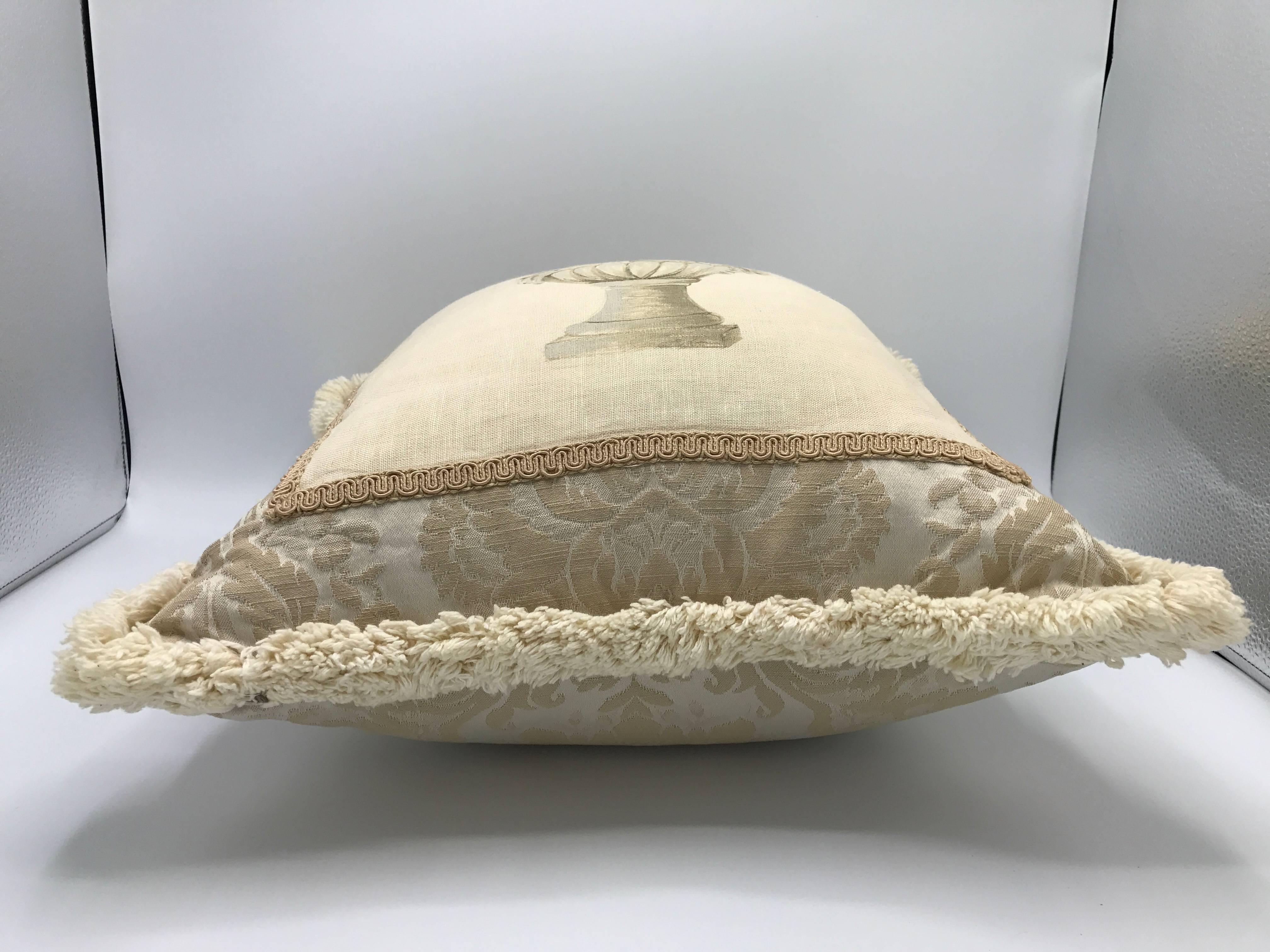 1950s Fortuny Urn Linen Pillow In Excellent Condition In Richmond, VA