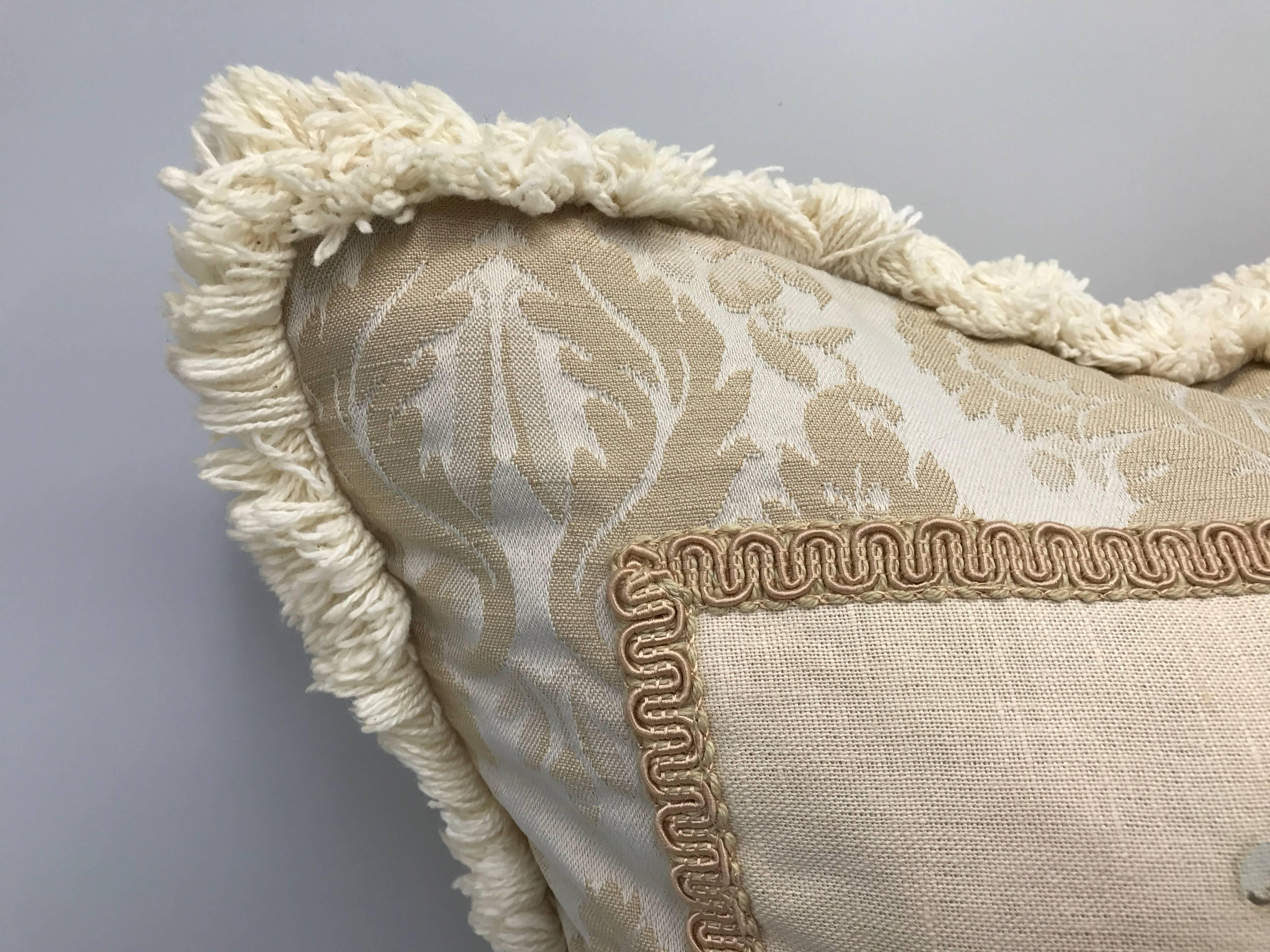 Hand-Painted 1950s Fortuny Urn Linen Pillow