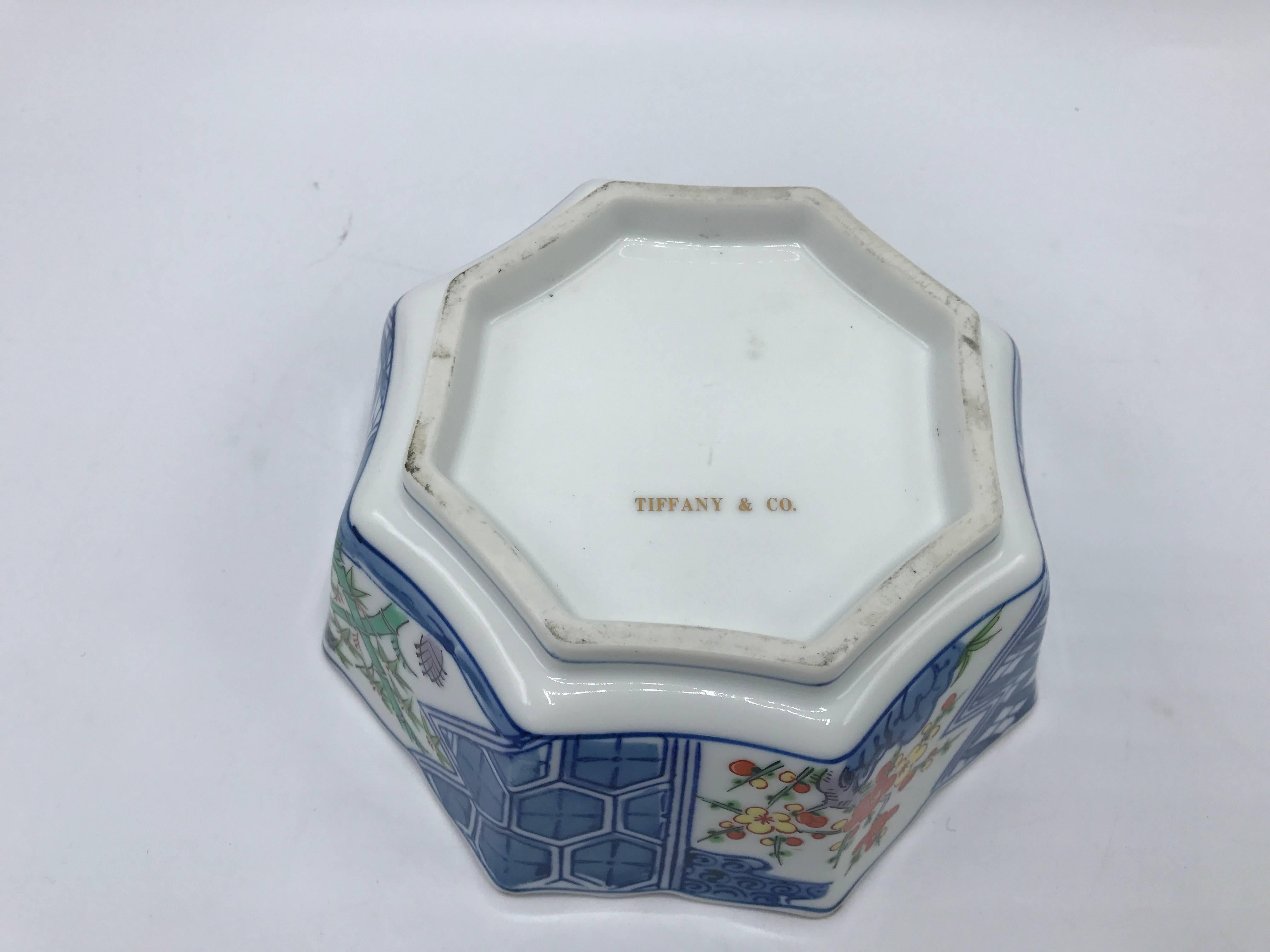 Porcelain 1980s Tiffany & Co. Blue and White Chinoiserie Bowl For Sale