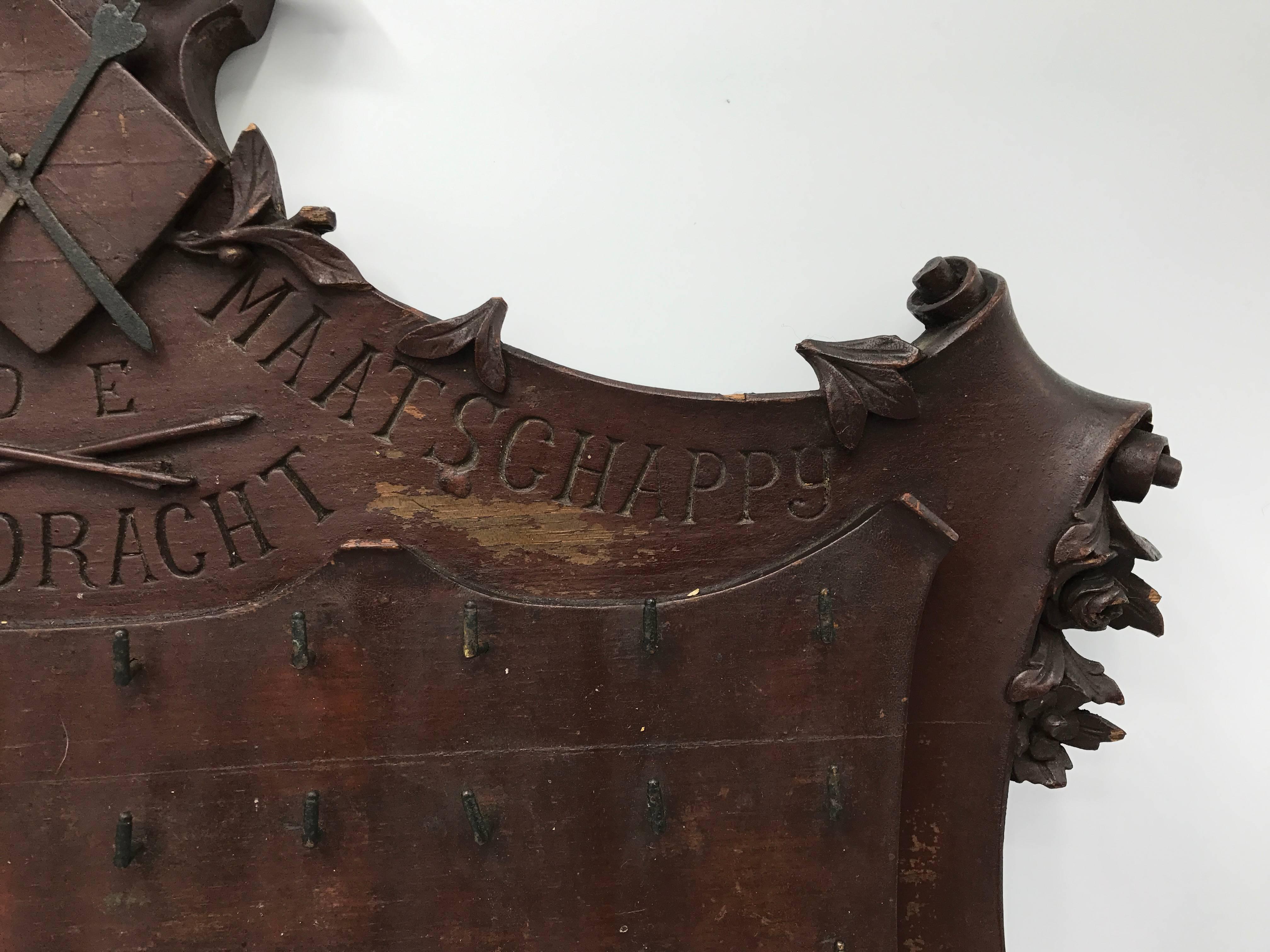 Hand-Carved 19th Century Mahogany Archery Trophy Board