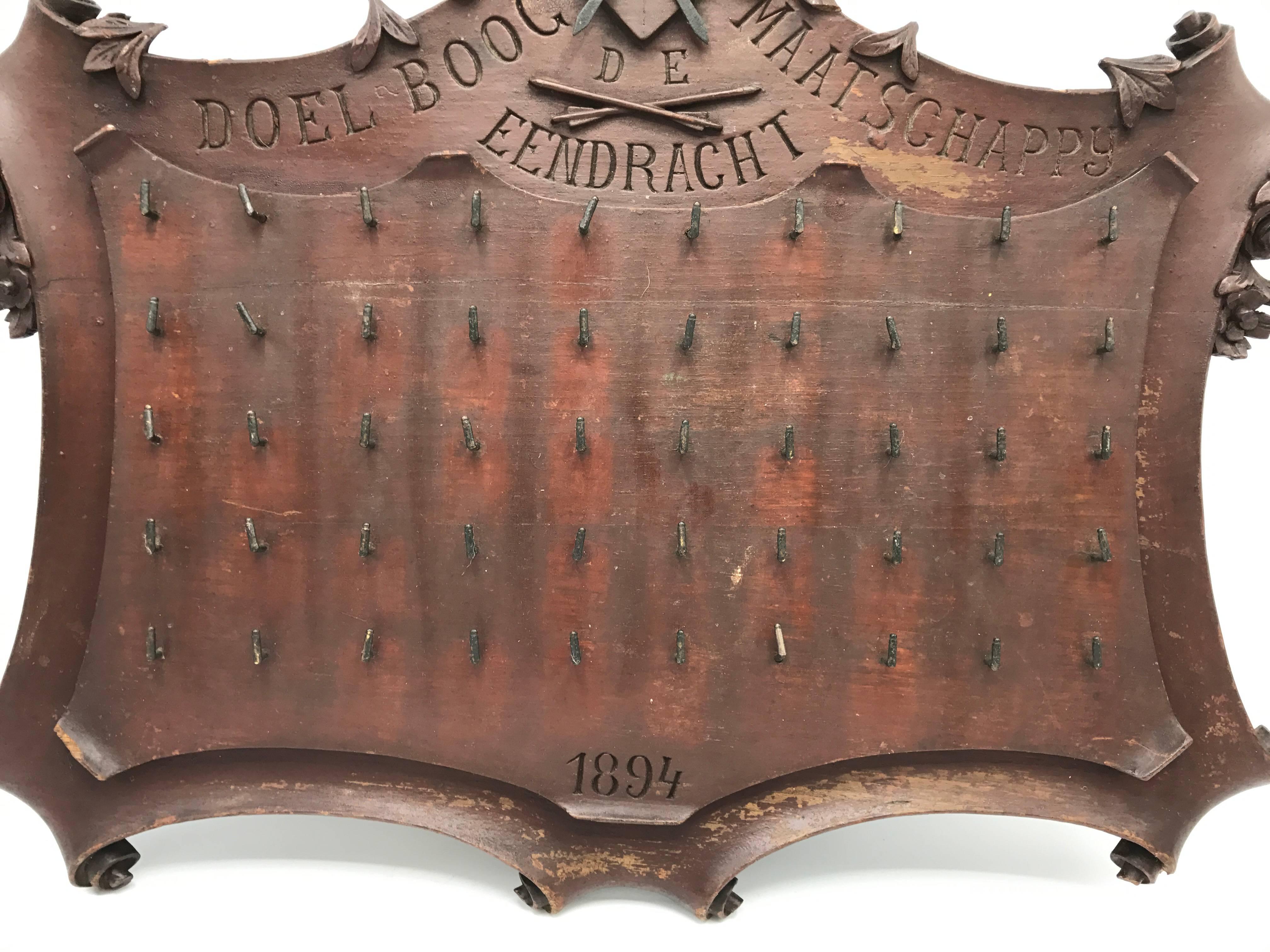 19th Century Mahogany Archery Trophy Board In Good Condition In Richmond, VA