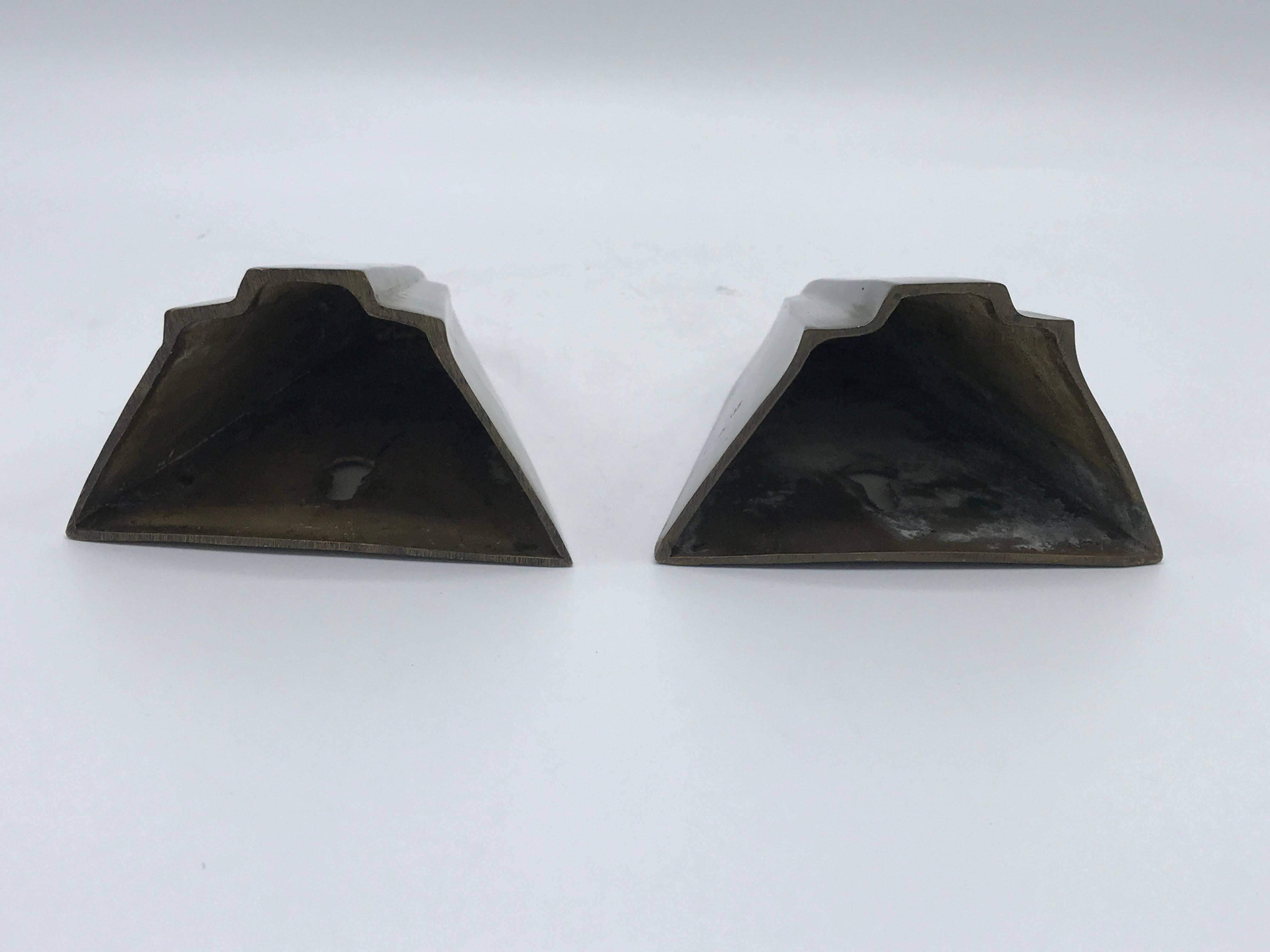 1960s Art Deco Style Brass Wall Pockets, Pair In Good Condition In Richmond, VA
