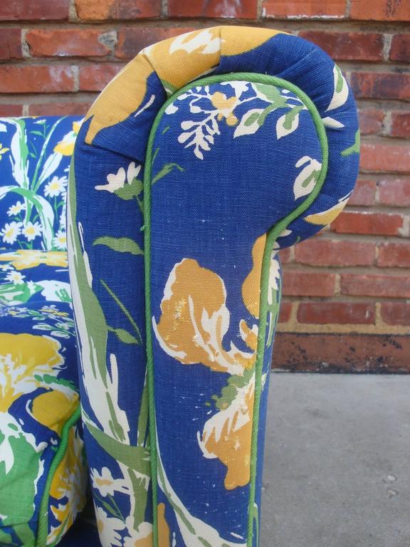 1970s Blue and Yellow Floral Motif Sofa by Highland House of Hickory at 1stDibs