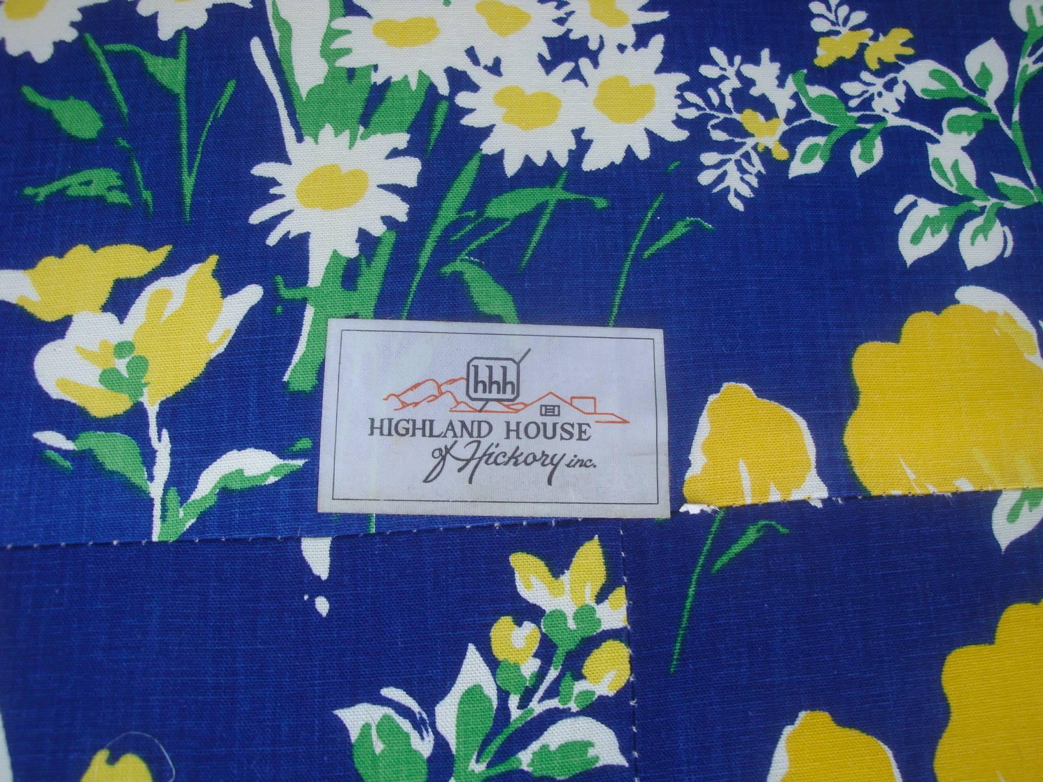 1970s Blue and Yellow Floral Motif Sofa by Highland House of Hickory 1