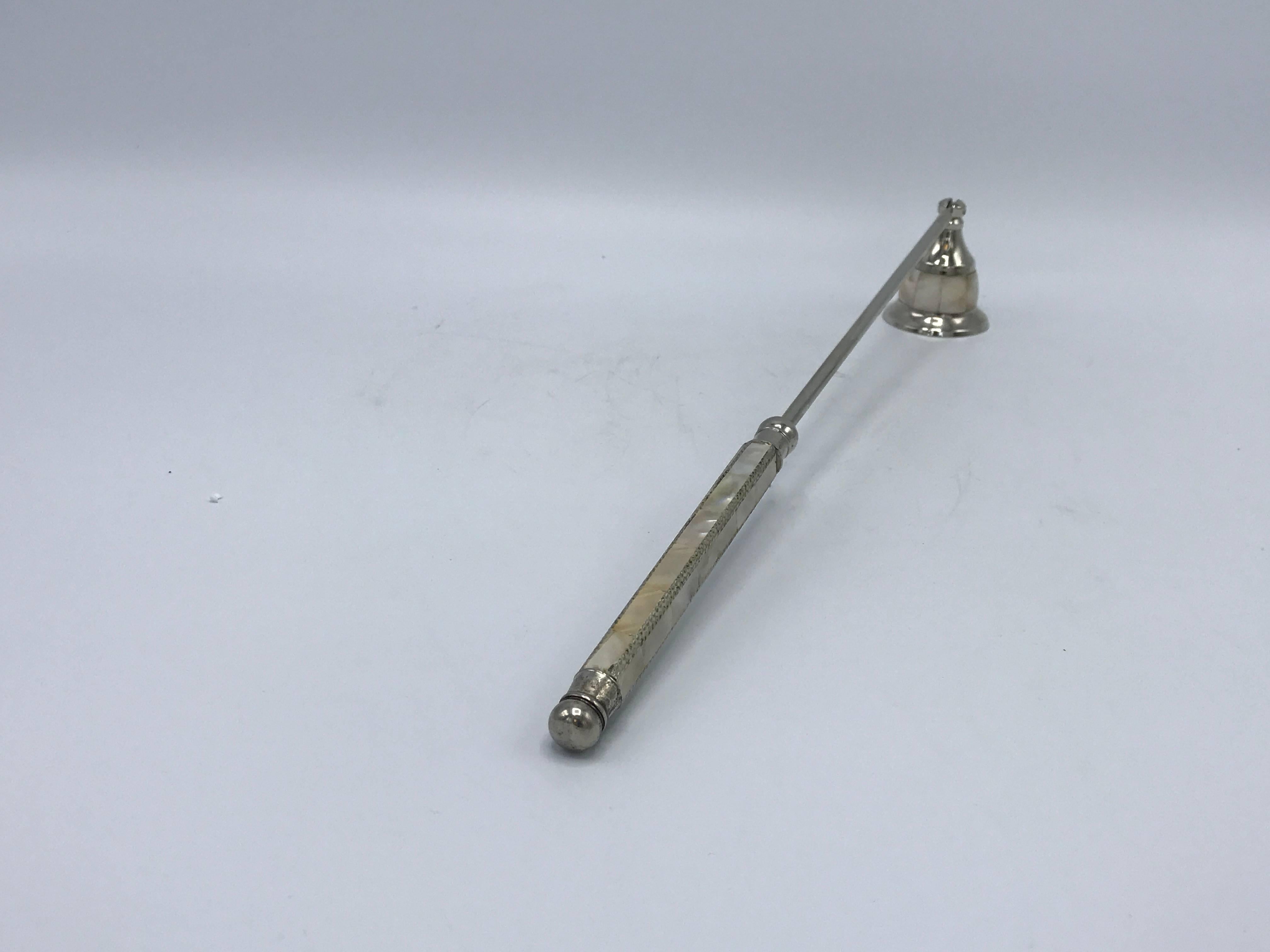 1960s Mother-of-Pearl Candle Snuffer In Excellent Condition In Richmond, VA
