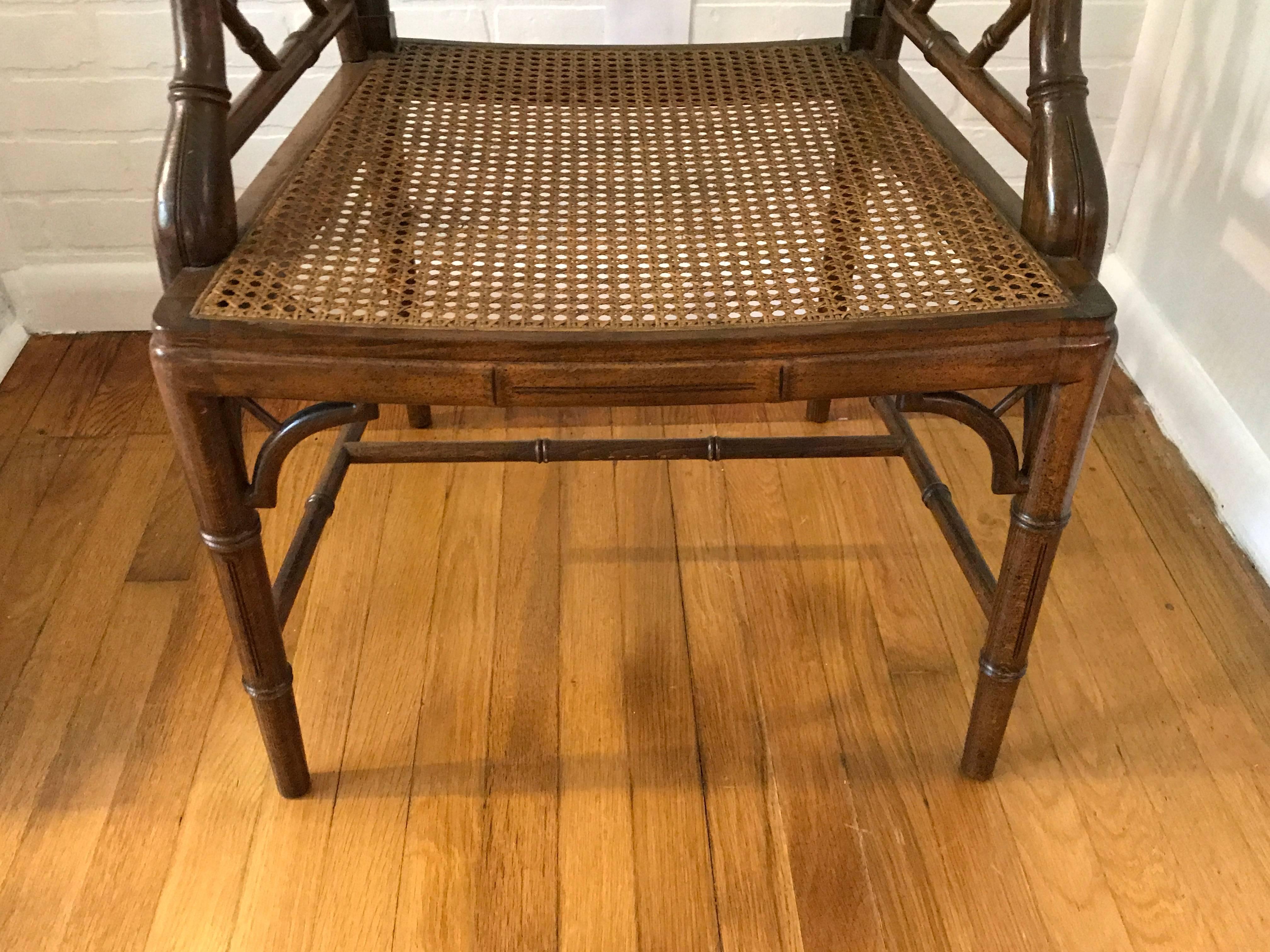 1960s Faux Bamboo Chinese Chippendale Chair In Excellent Condition In Richmond, VA
