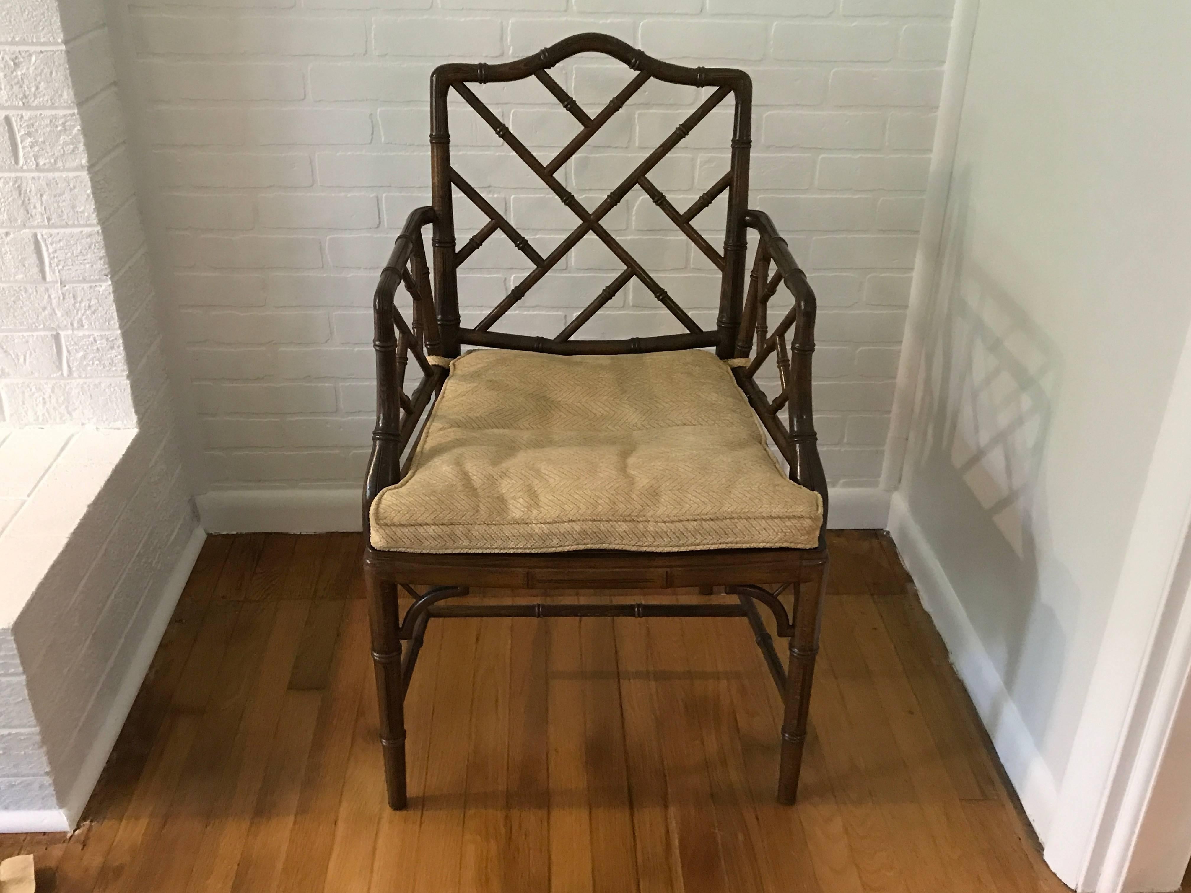 20th Century 1960s Faux Bamboo Chinese Chippendale Chair
