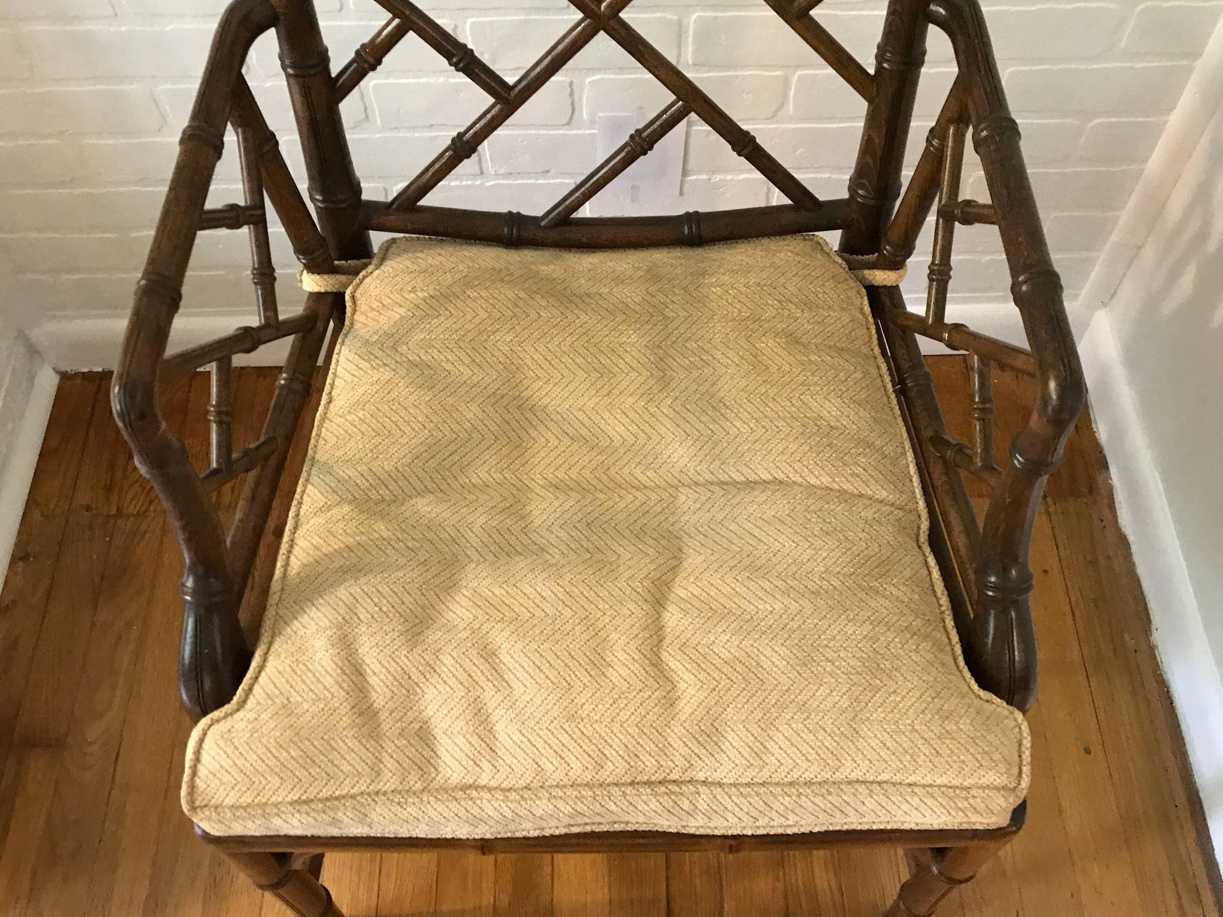 1960s Faux Bamboo Chinese Chippendale Chair 1