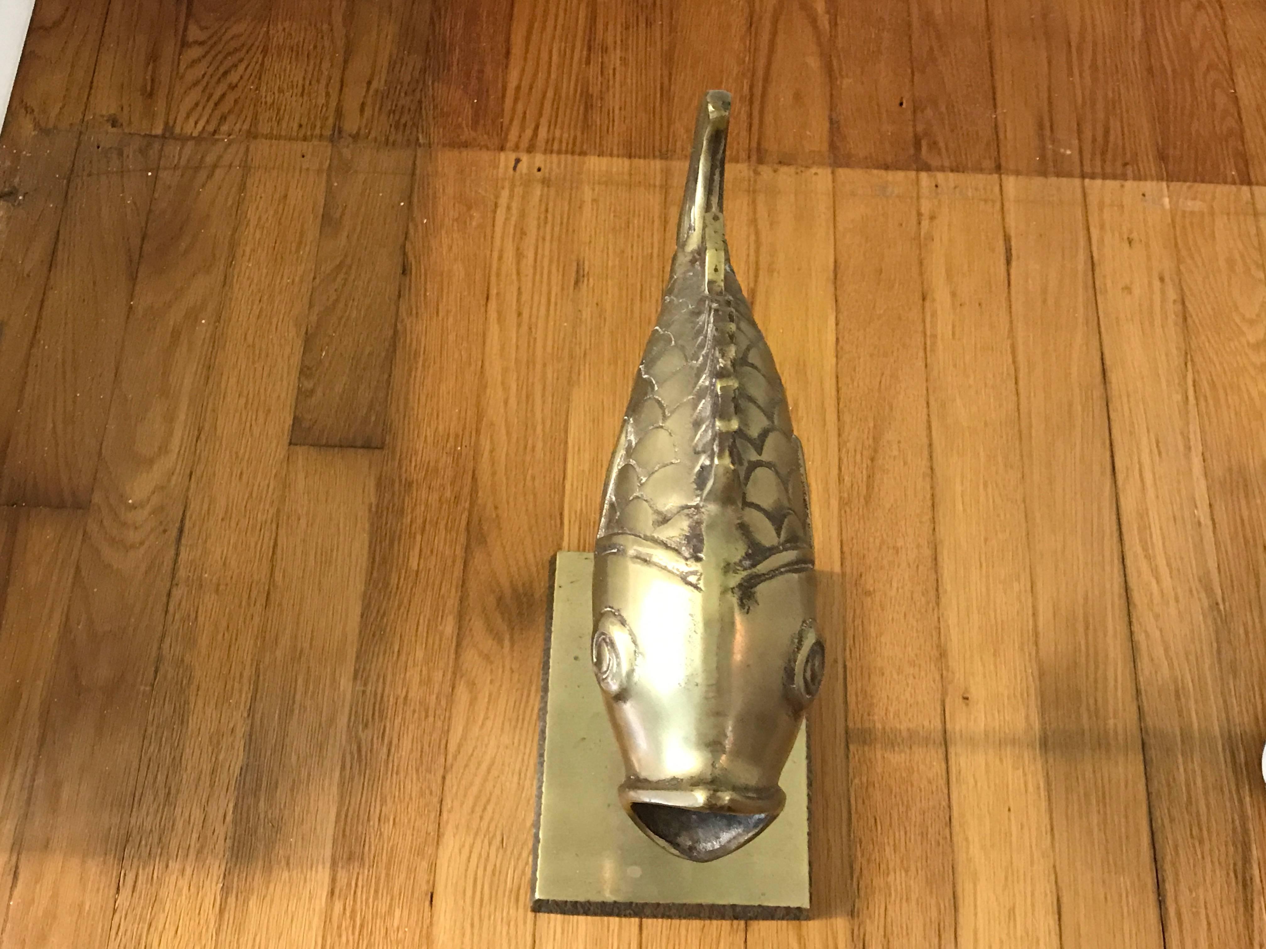 20th Century 1970s Brass Fish on Stand