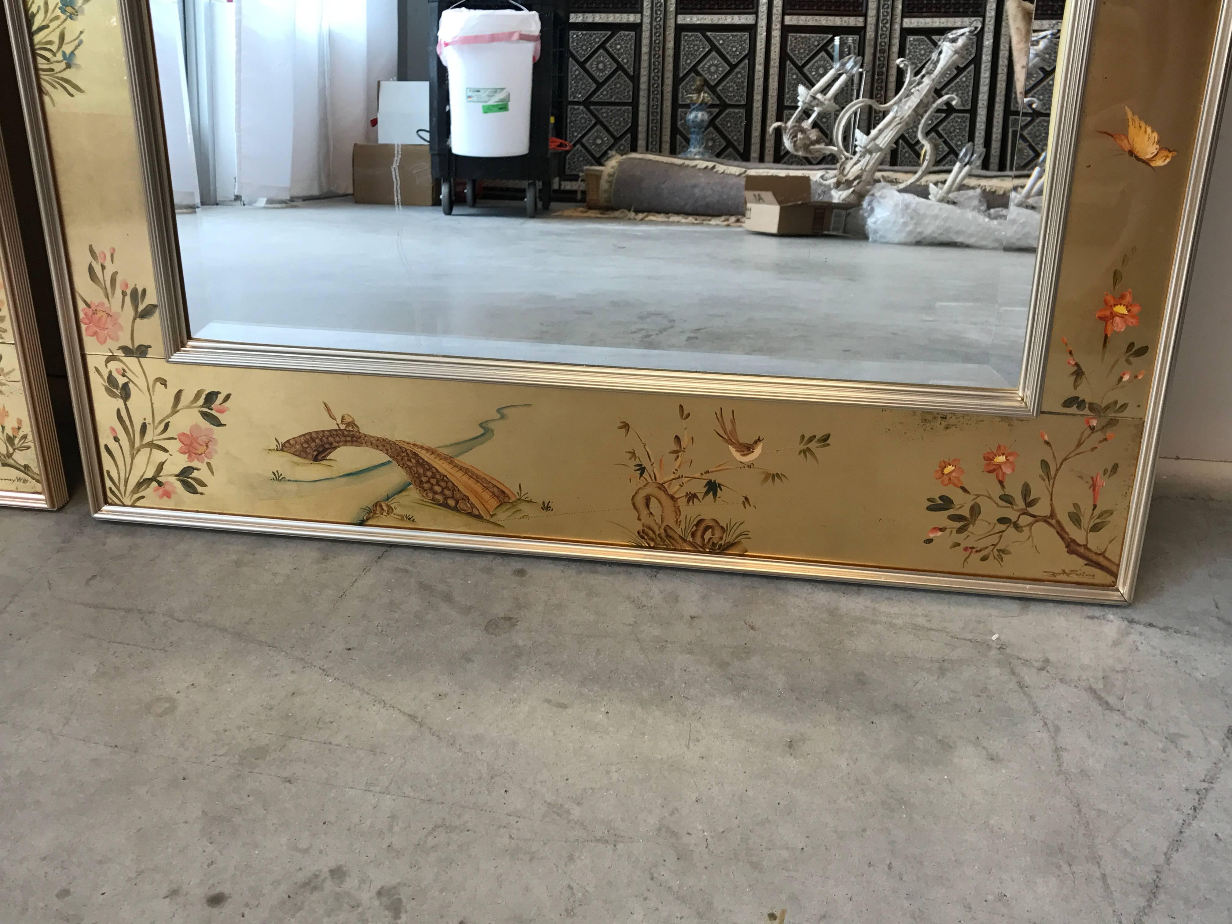 1980s LaBarge Gold Chinoiserie Mirror with Brass Frame, Pair 3