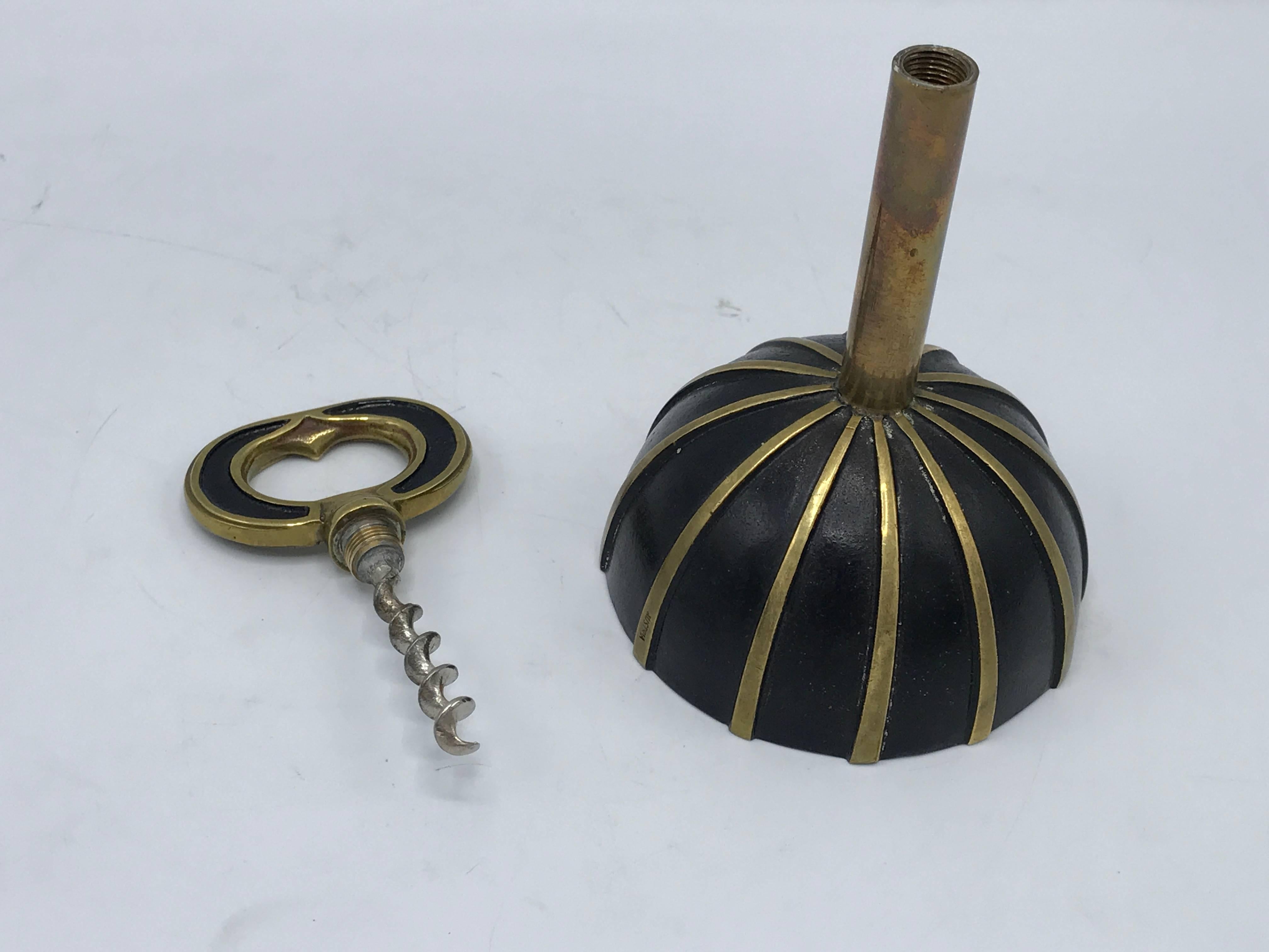 Austrian 1950s Brass Wine Corkscrew, Bottle Opener and Bell