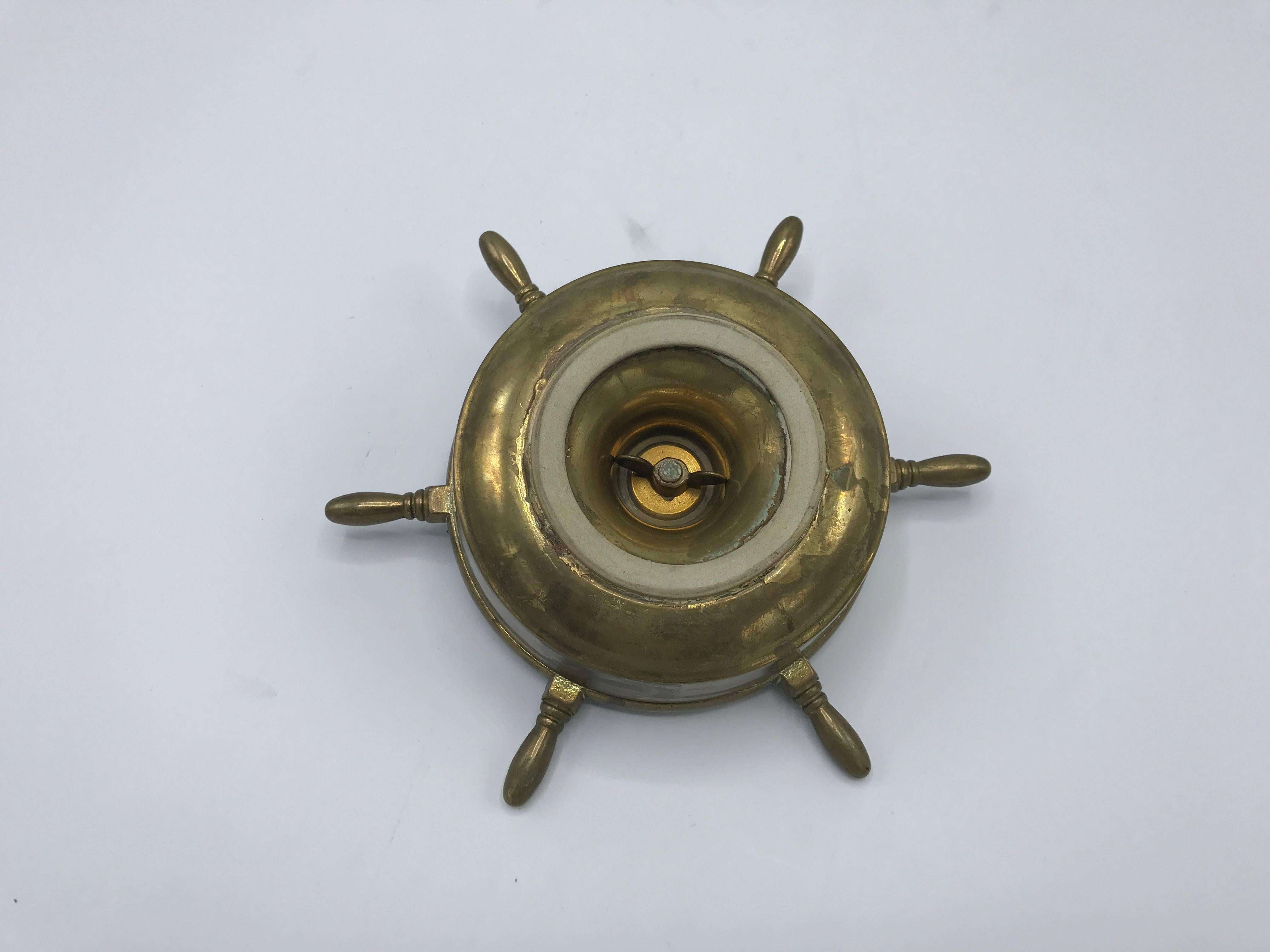 1950s Italian Brass Nautical Ship Wheel Ashtray 1