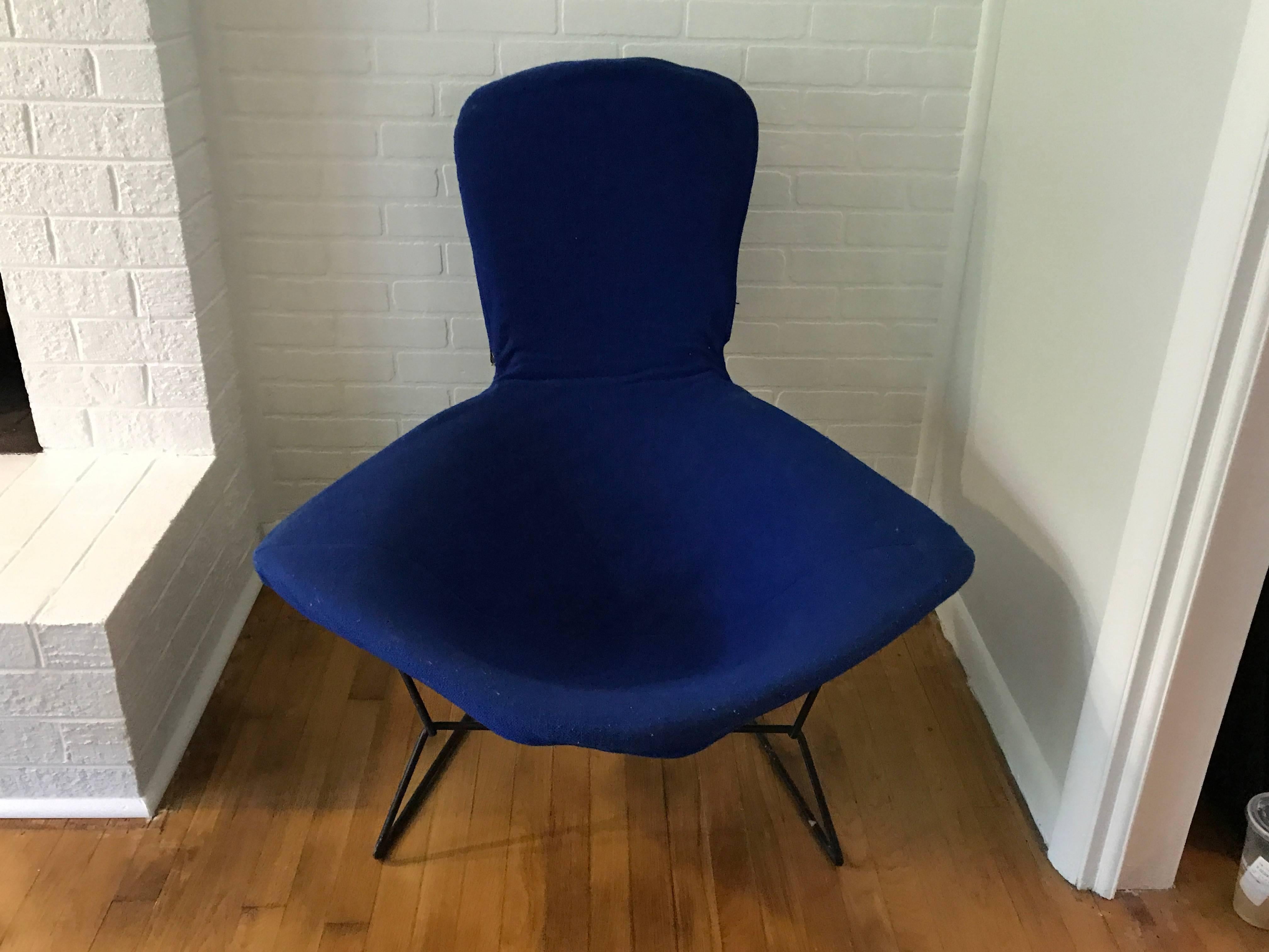 Modern 1970s Harry Bertoia for Knoll Bird Chair with Blue Cover