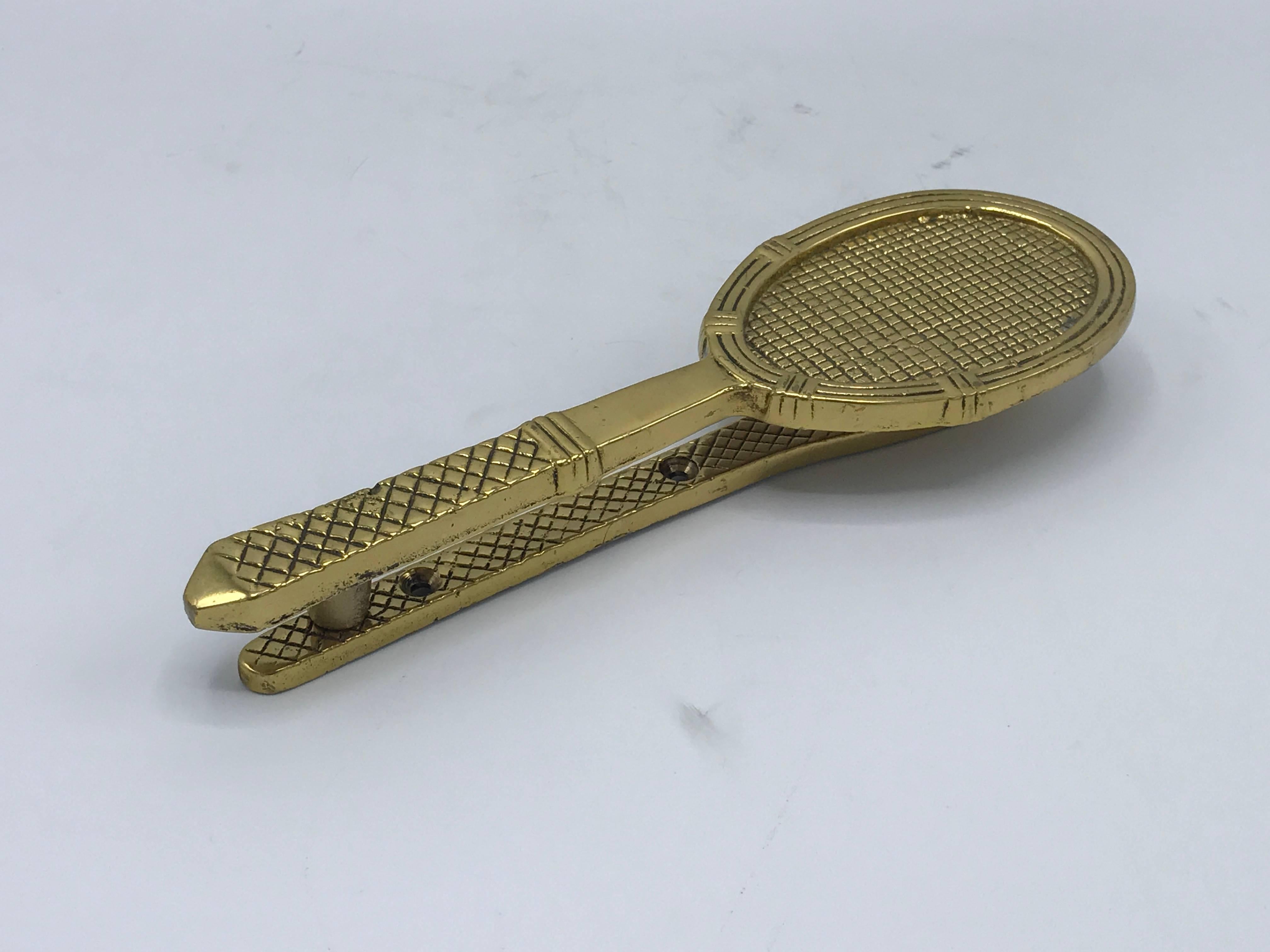 Modern 1960s Brass Tennis Racket Door Knocker