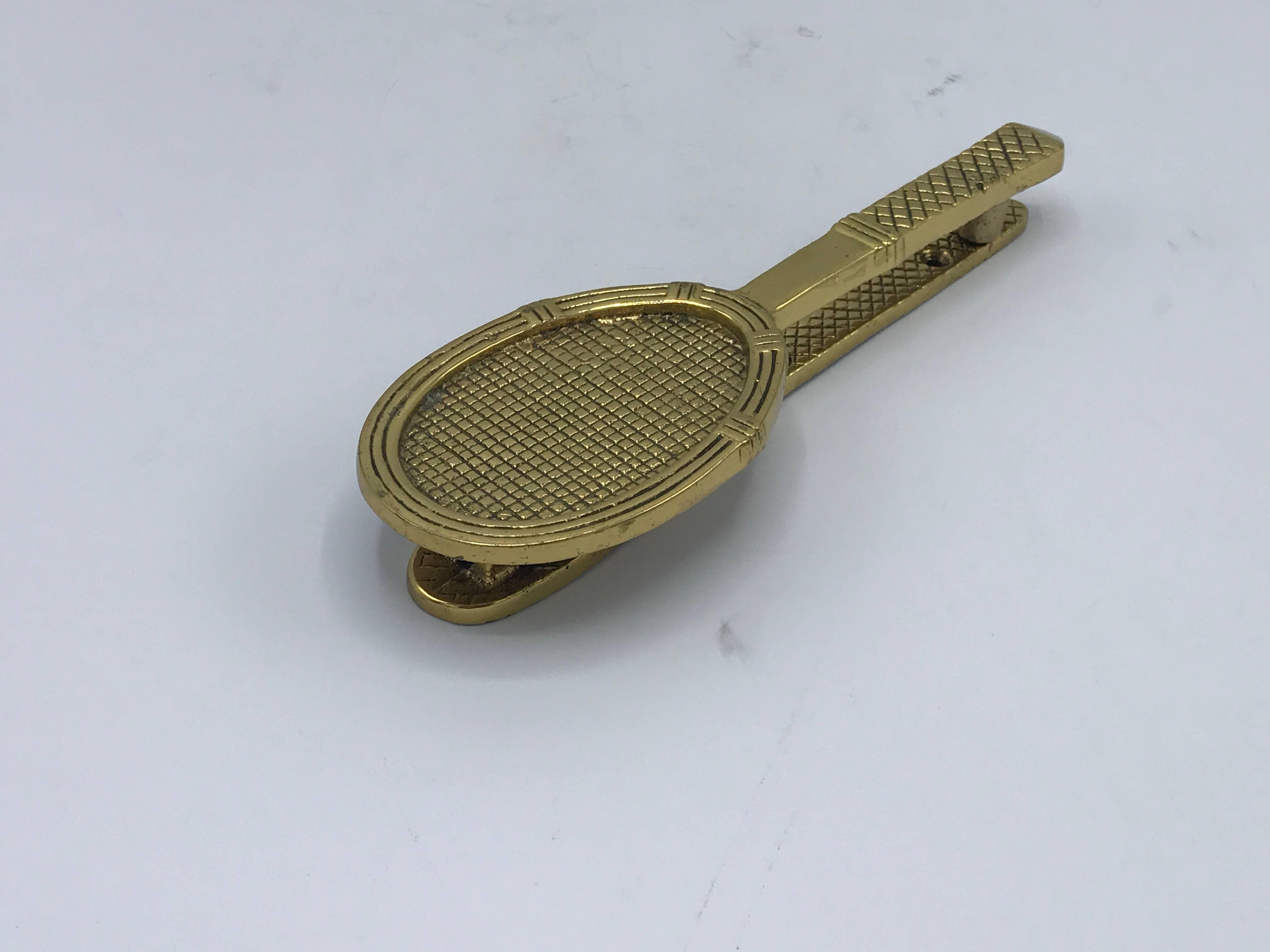 1960s Brass Tennis Racket Door Knocker In Excellent Condition In Richmond, VA