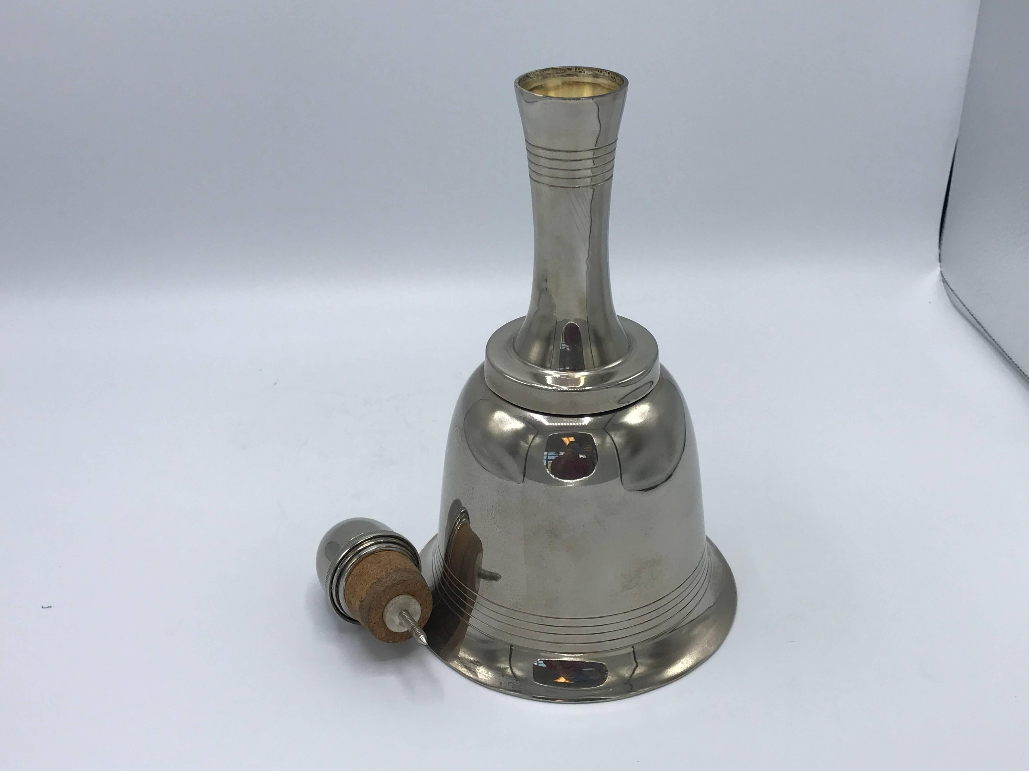 Contemporary Art Deco Style Silver Bell Decanter Cocktail Shaker For Sale