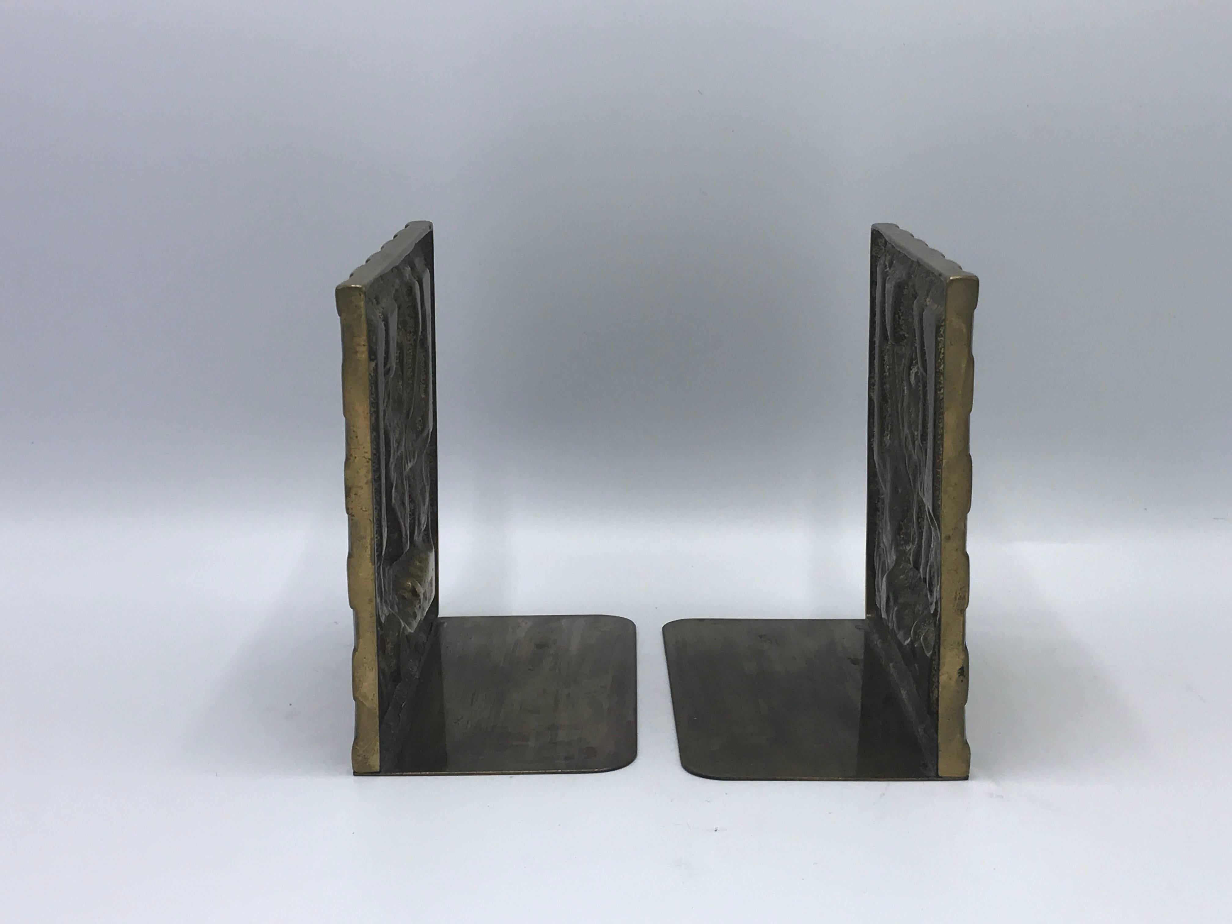 Mid-Century Modern 1960s Brass Seal of Venice Lion Bookends, Pair