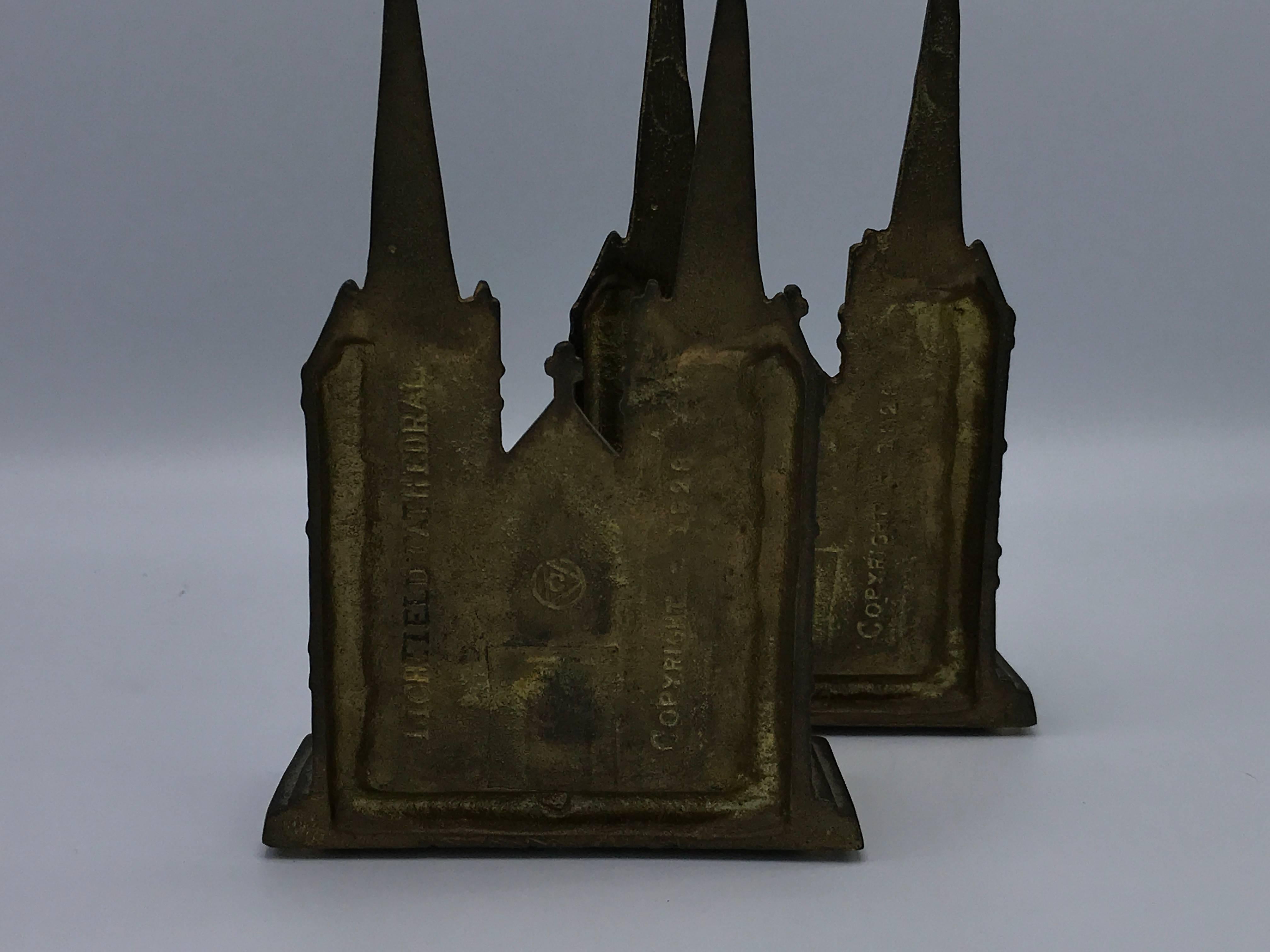 Bronze Litchfield Cathedral Church Bookends, Pair, 1960s 2