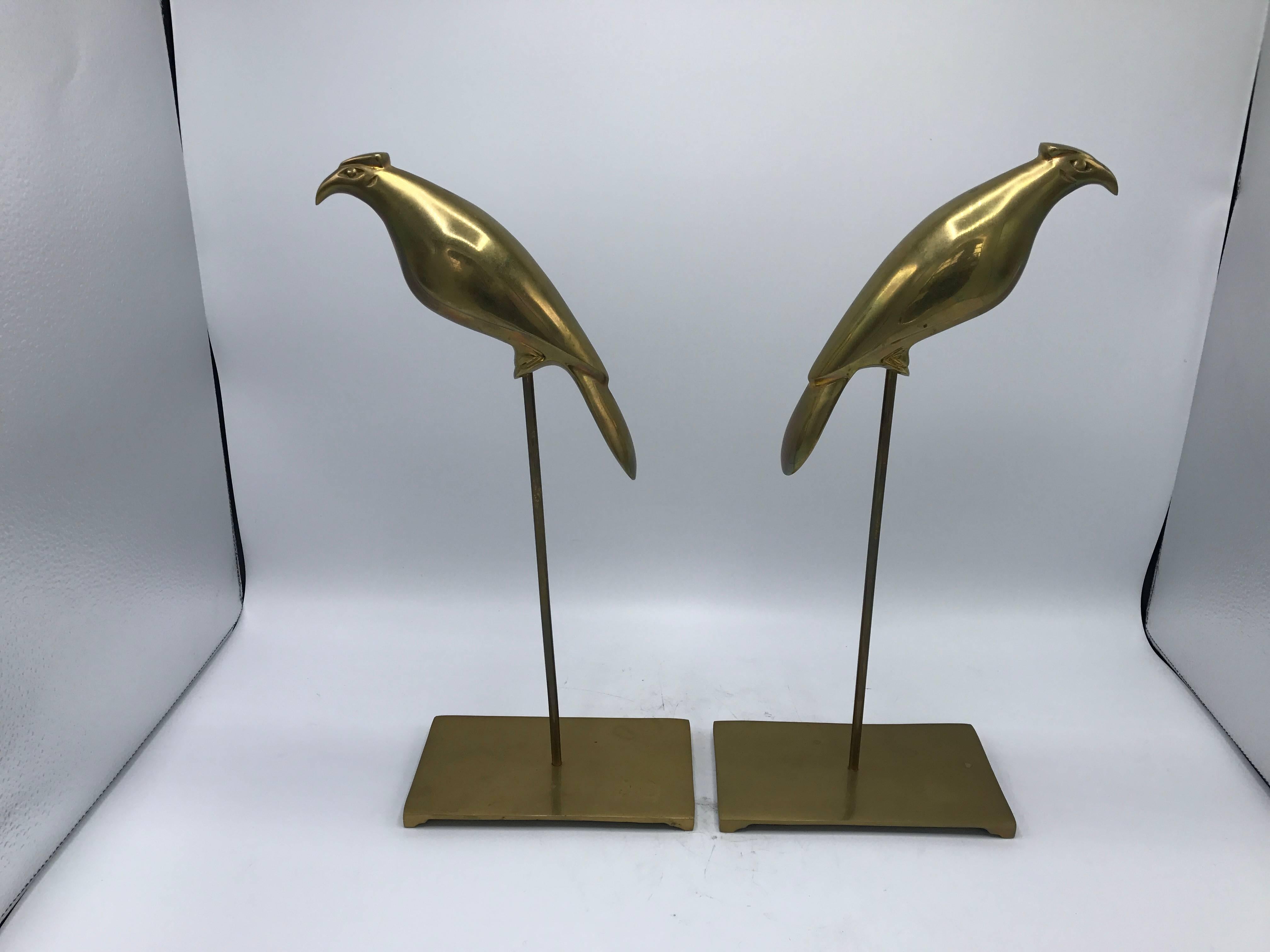 1960s Italian Brass Parakeet Bird Sculptures on Stand, Pair 2