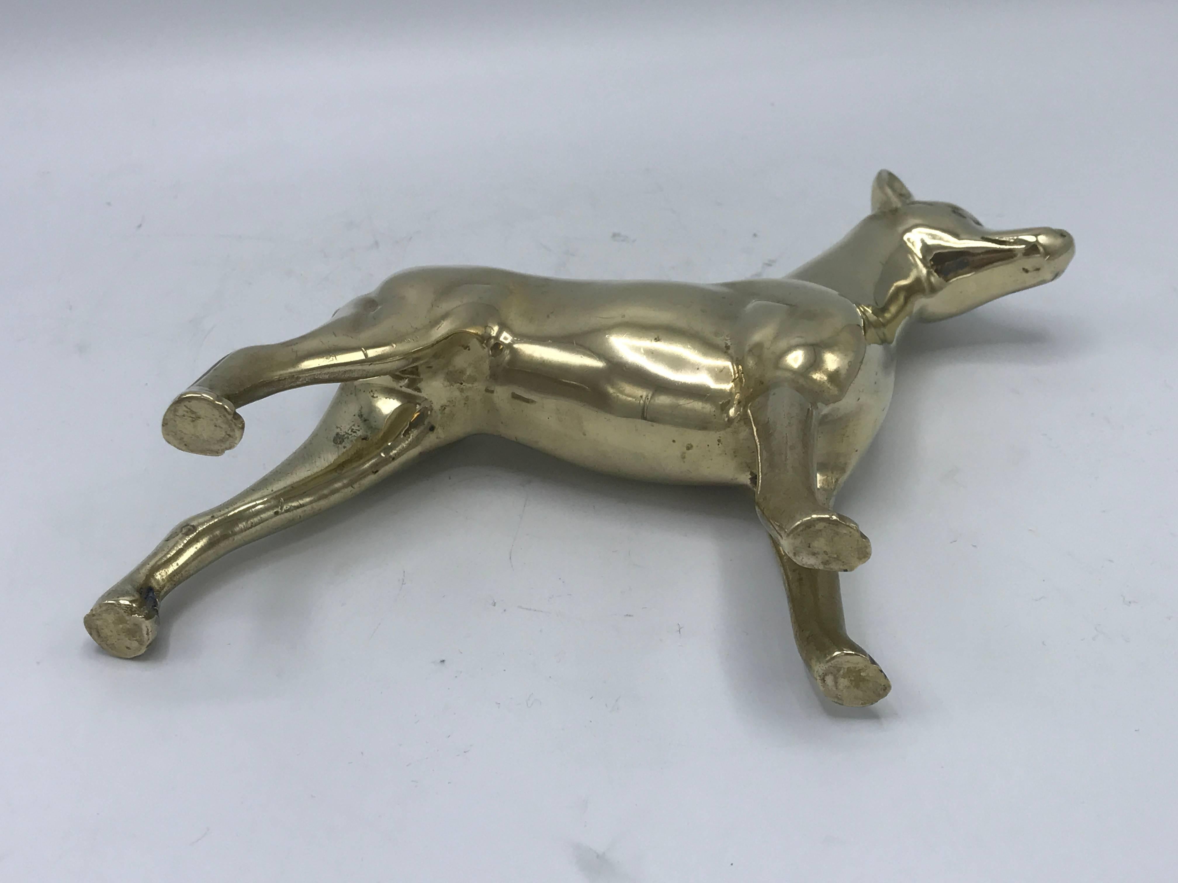 20th Century 1960s Brass Doberman Dog Sculpture