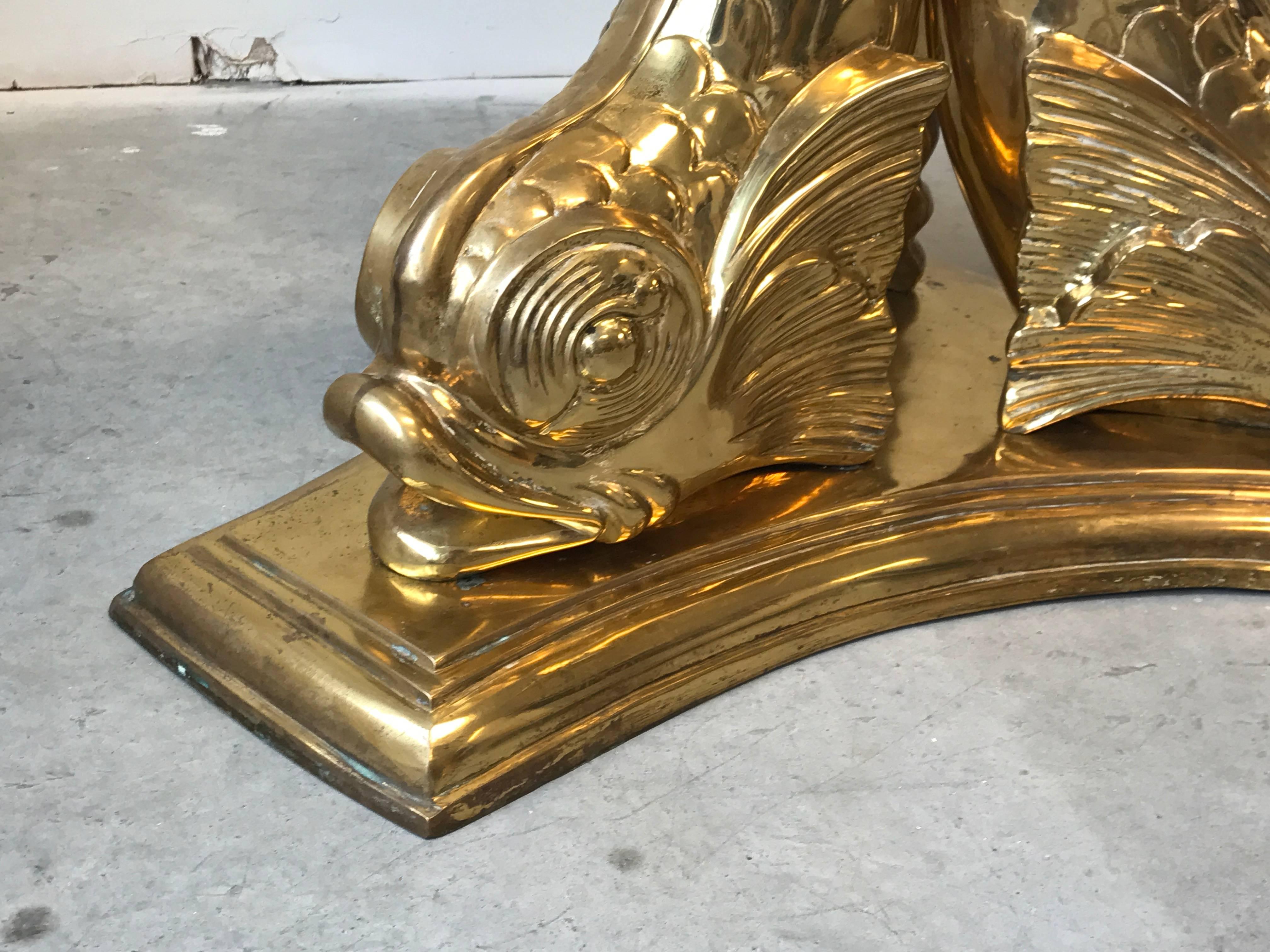 20th Century 1960s Italian Brass Koi Fish Dining or Entry Table